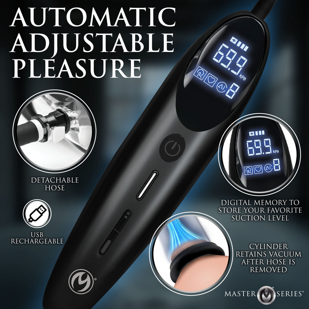 Master Series Rosebud Driller Deluxe Set Vibrating Silicone Rosebud Pump Black