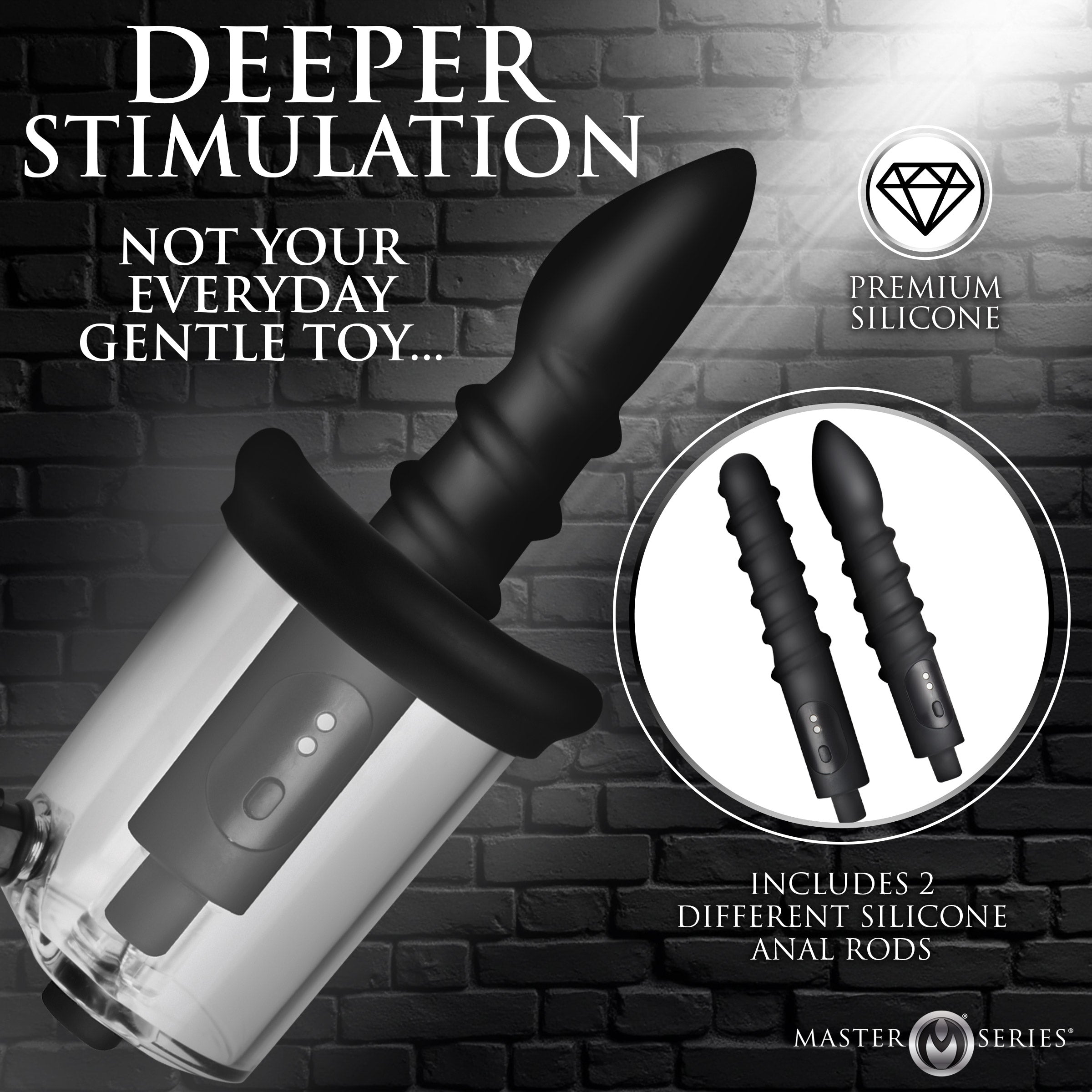 Master Series Rosebud Driller Deluxe Set Vibrating Silicone Rosebud Pump Black