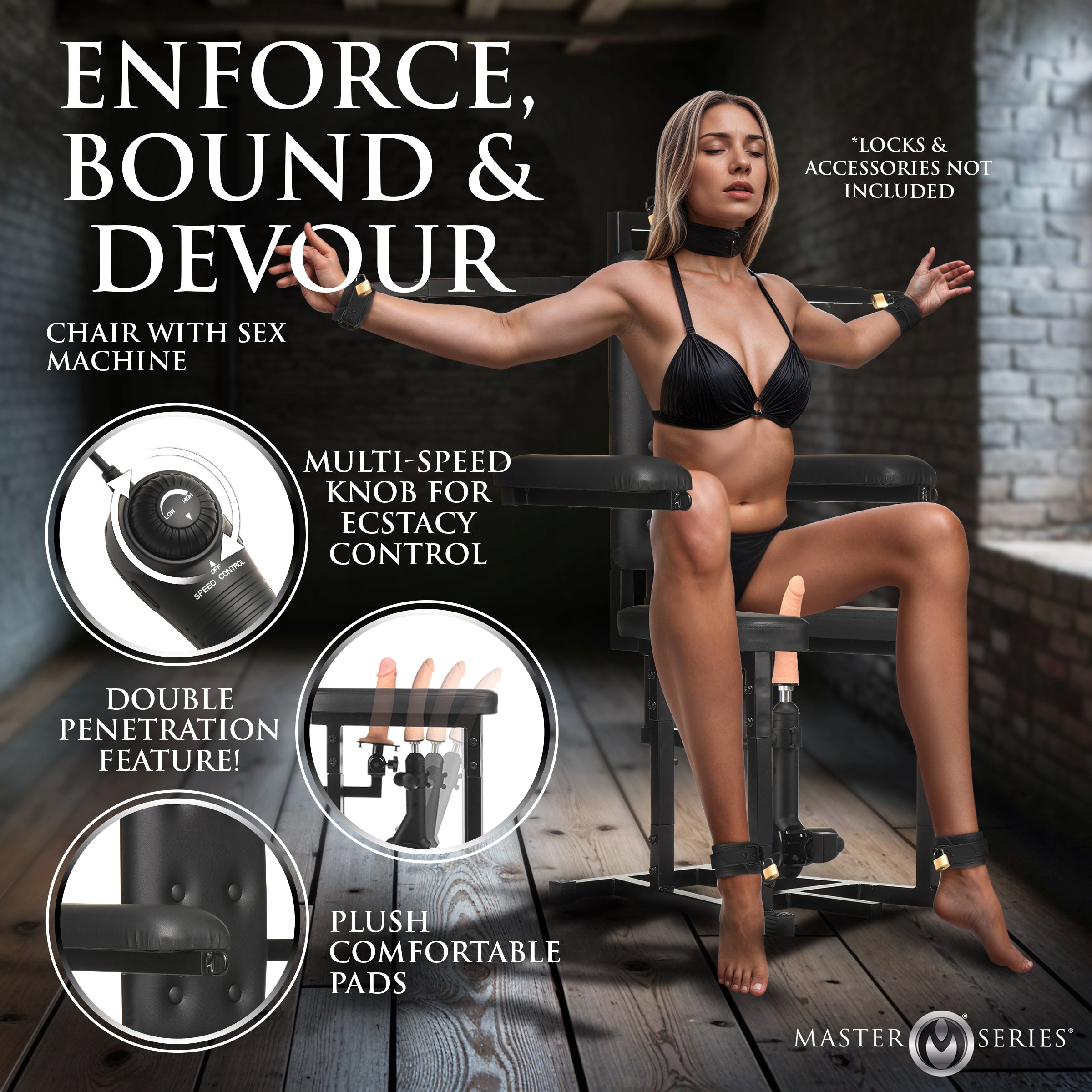 Master Series Enforcer Chair with Sex Machine Black