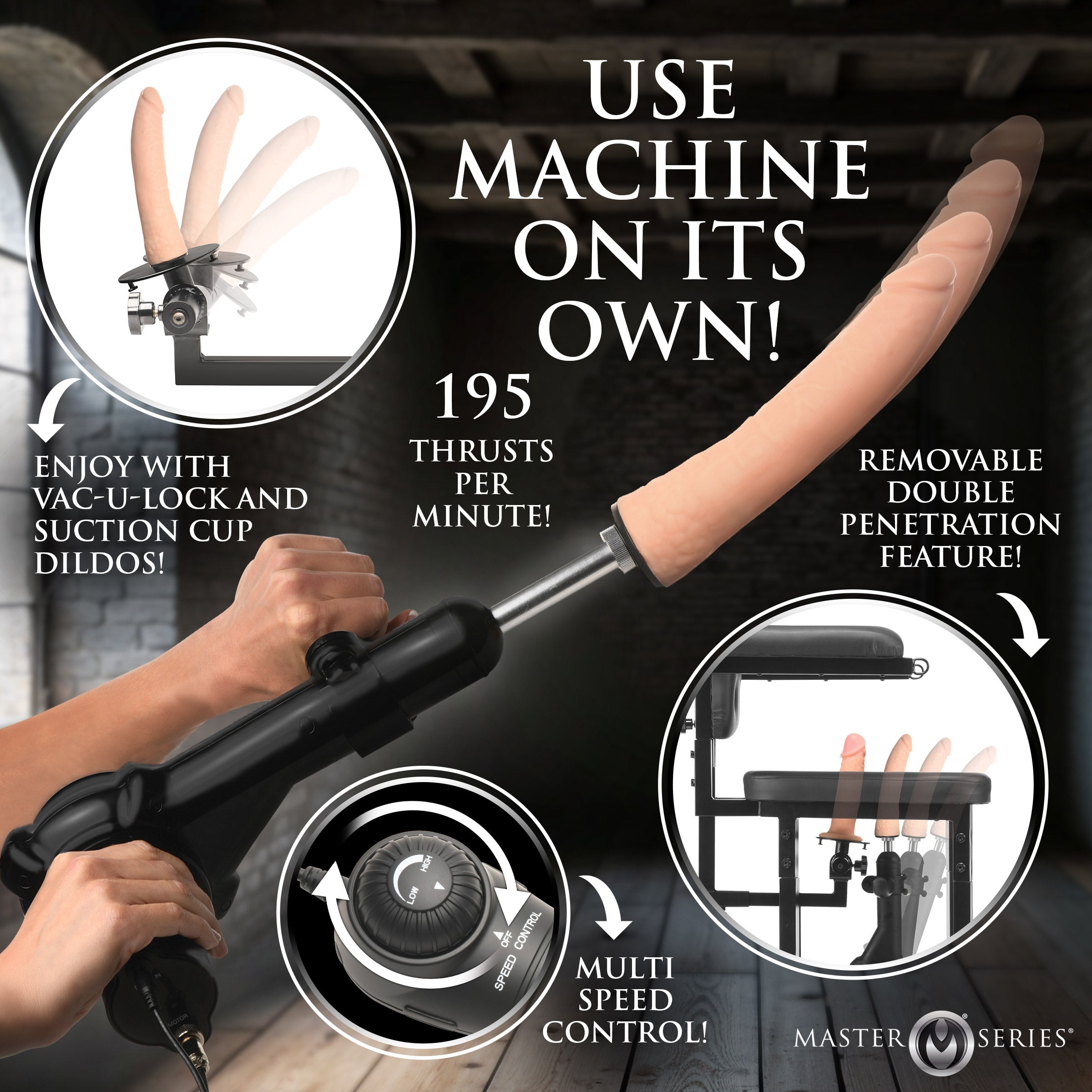 Master Series Enforcer Chair with Sex Machine Black