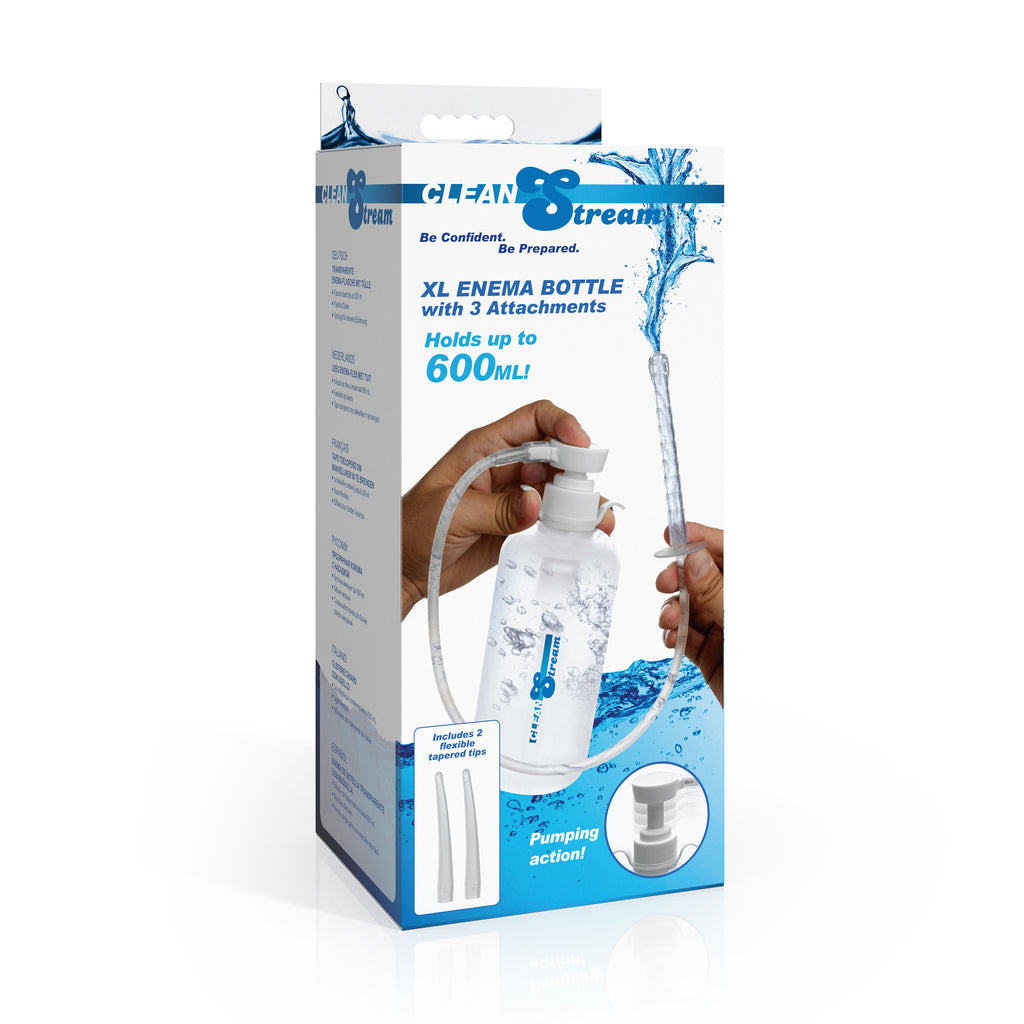 CleanStream XL Enema Bottle with 3 Attachements Clear