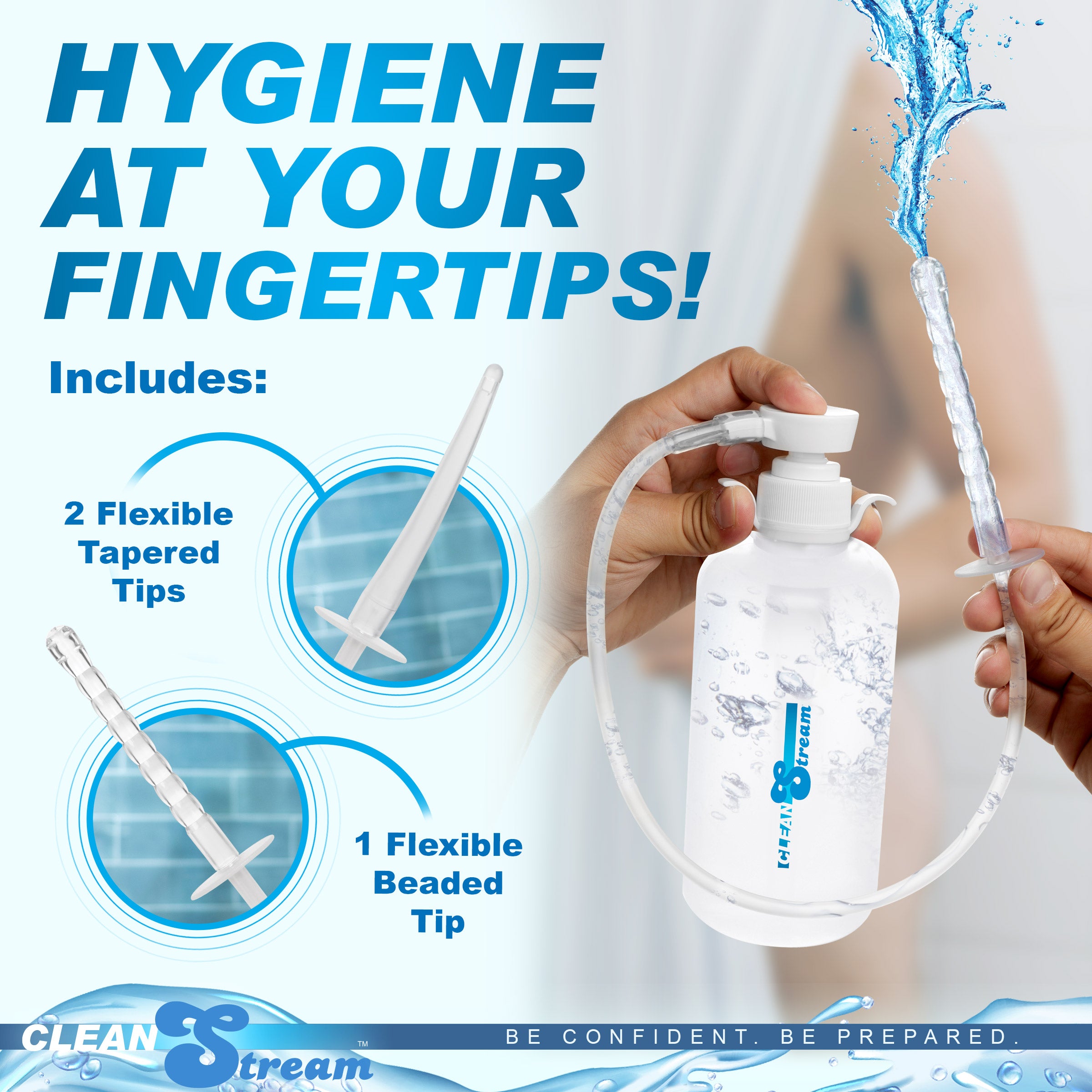 CleanStream XL Enema Bottle with 3 Attachements Clear