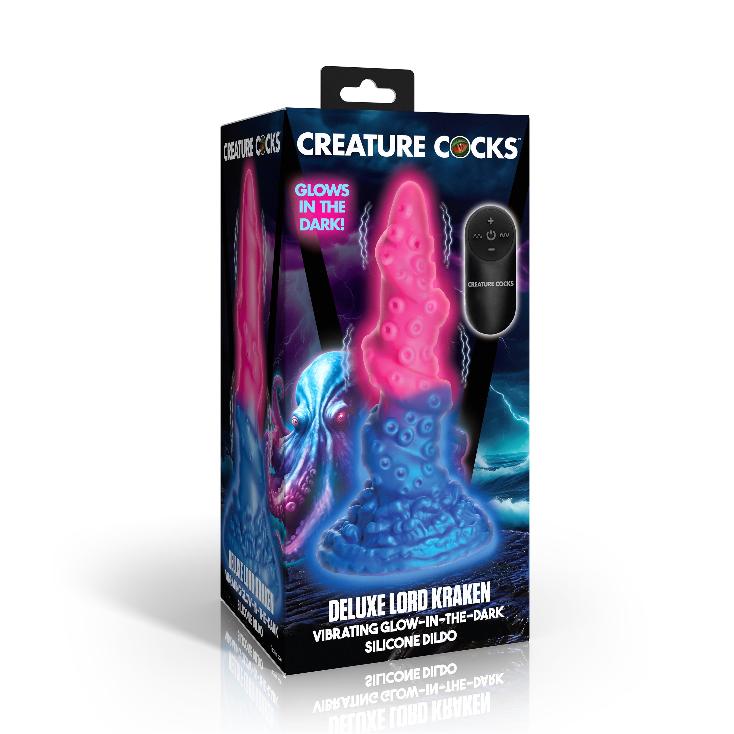 Creature Cocks Deluxe Lord Kraken Vibrating Glow-in-the-Dark Silicone Dildo Multi
