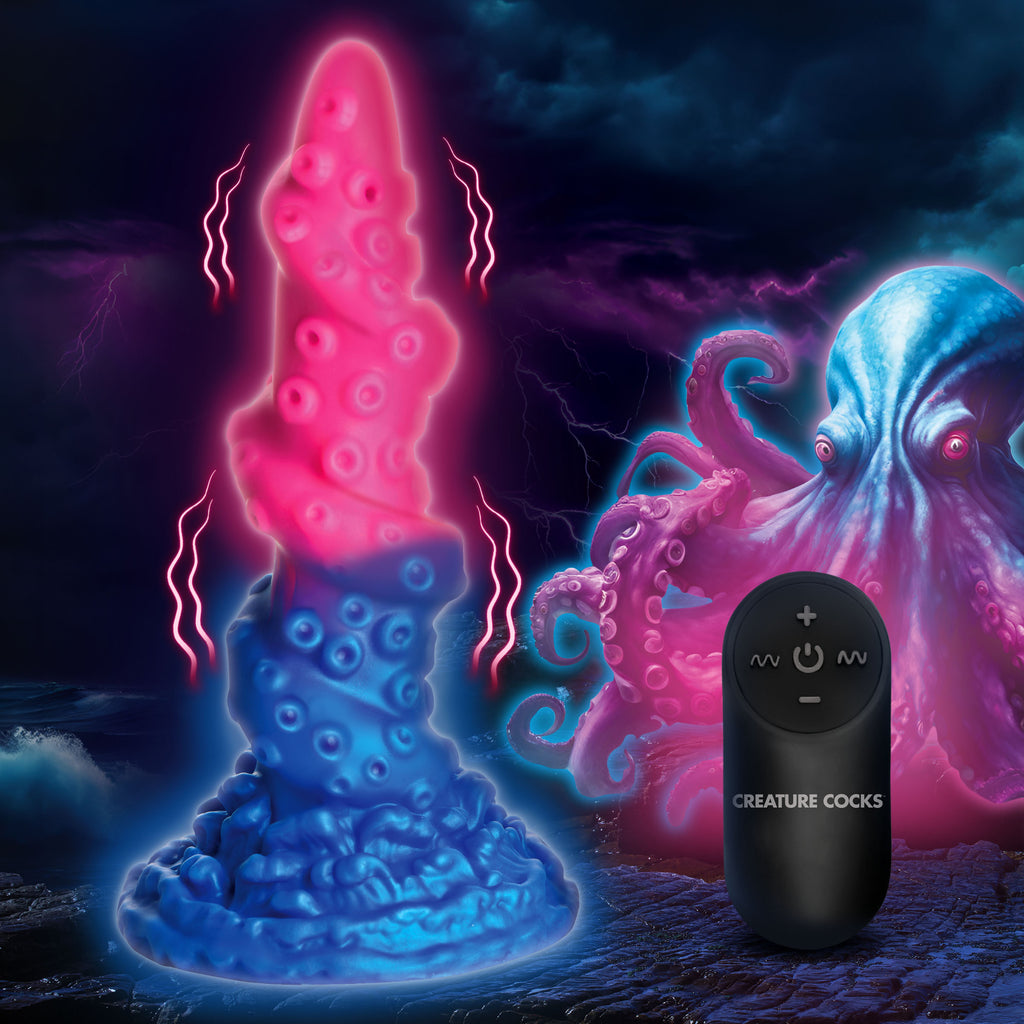Creature Cocks Deluxe Lord Kraken Vibrating Glow-in-the-Dark Silicone Dildo Multi