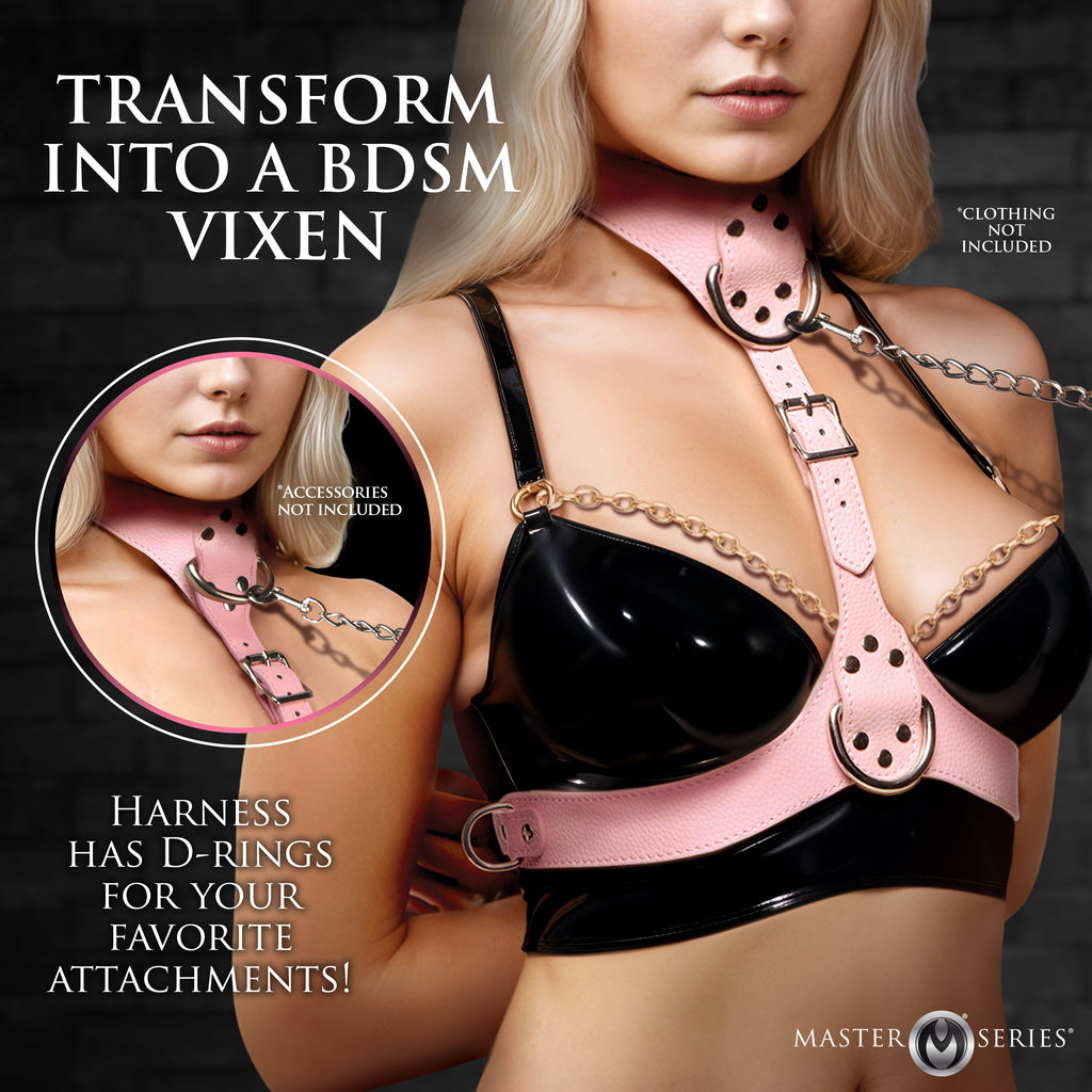 Master Series Vixen Female Chest Harness - Red Pink
