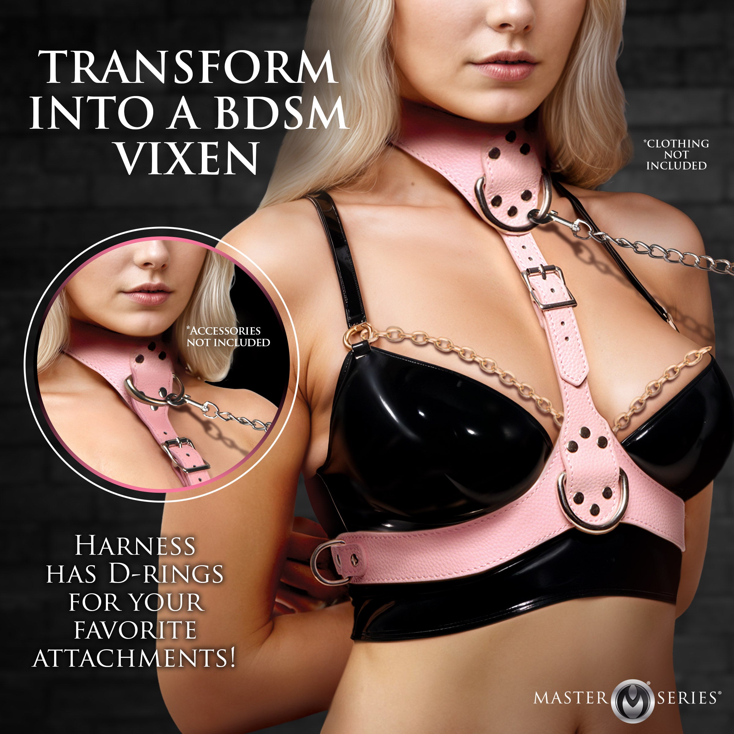 Master Series Vixen Female Chest Harness - Red Pink