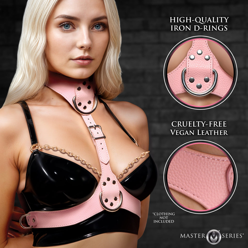 Master Series Vixen Female Chest Harness - Red Pink