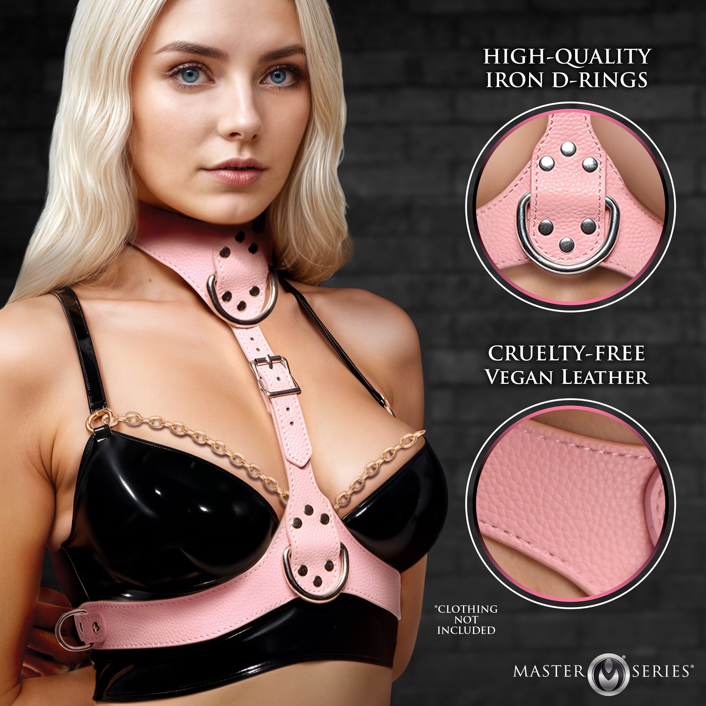 Master Series Vixen Female Chest Harness - Red Pink