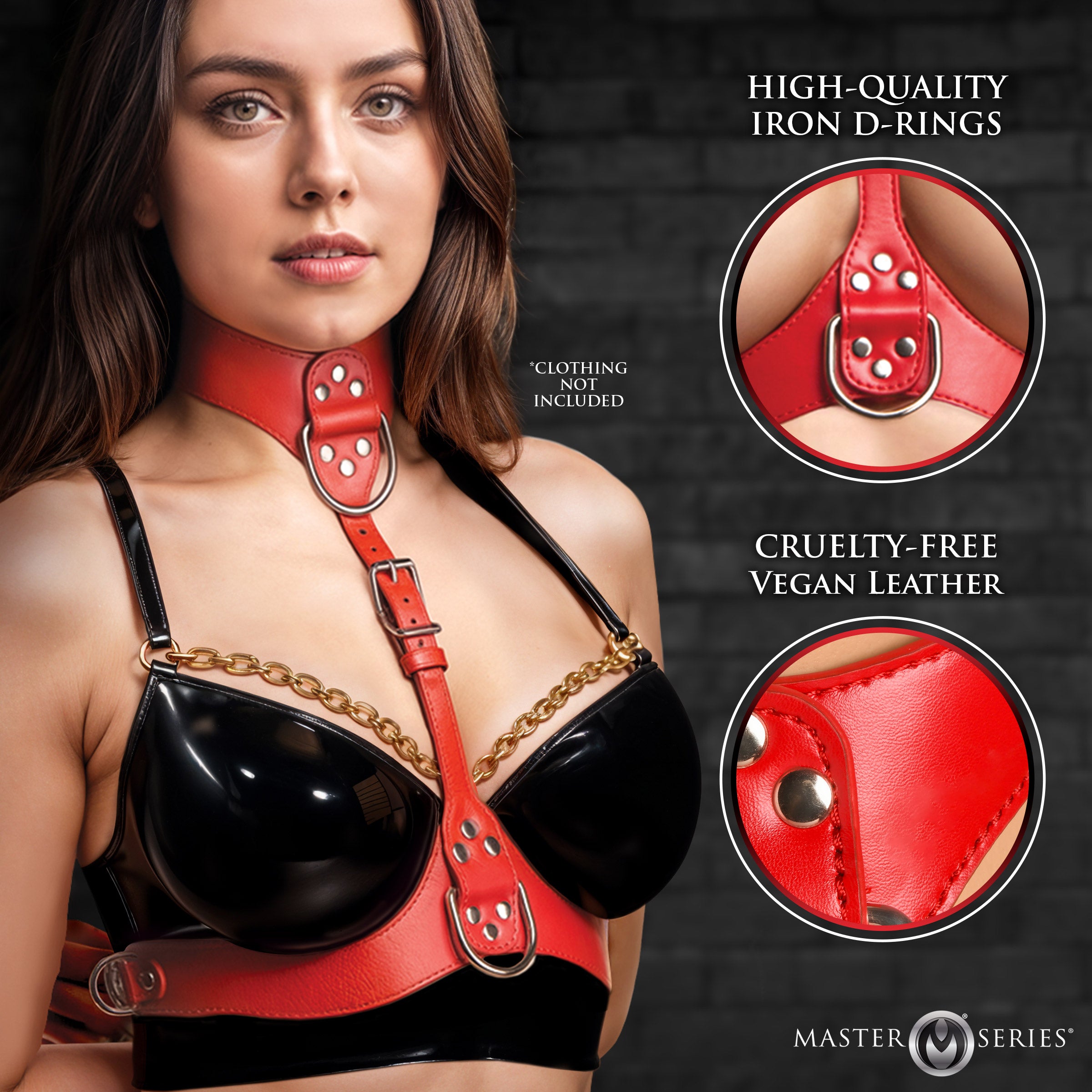 Master Series Vixen Female Chest Harness - Red Red