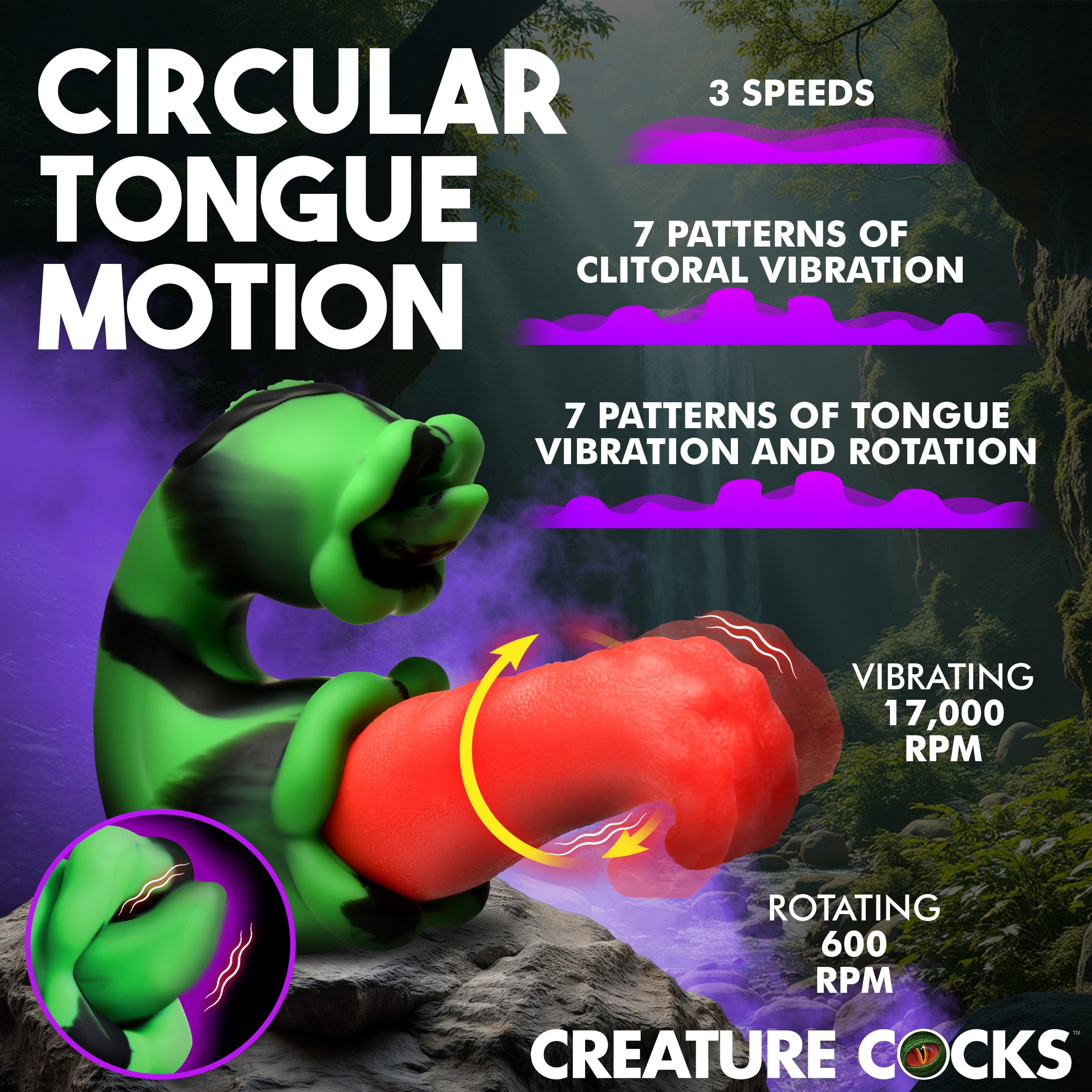 Creature Cocks Tongue Lasher Silicone Vibrator Green