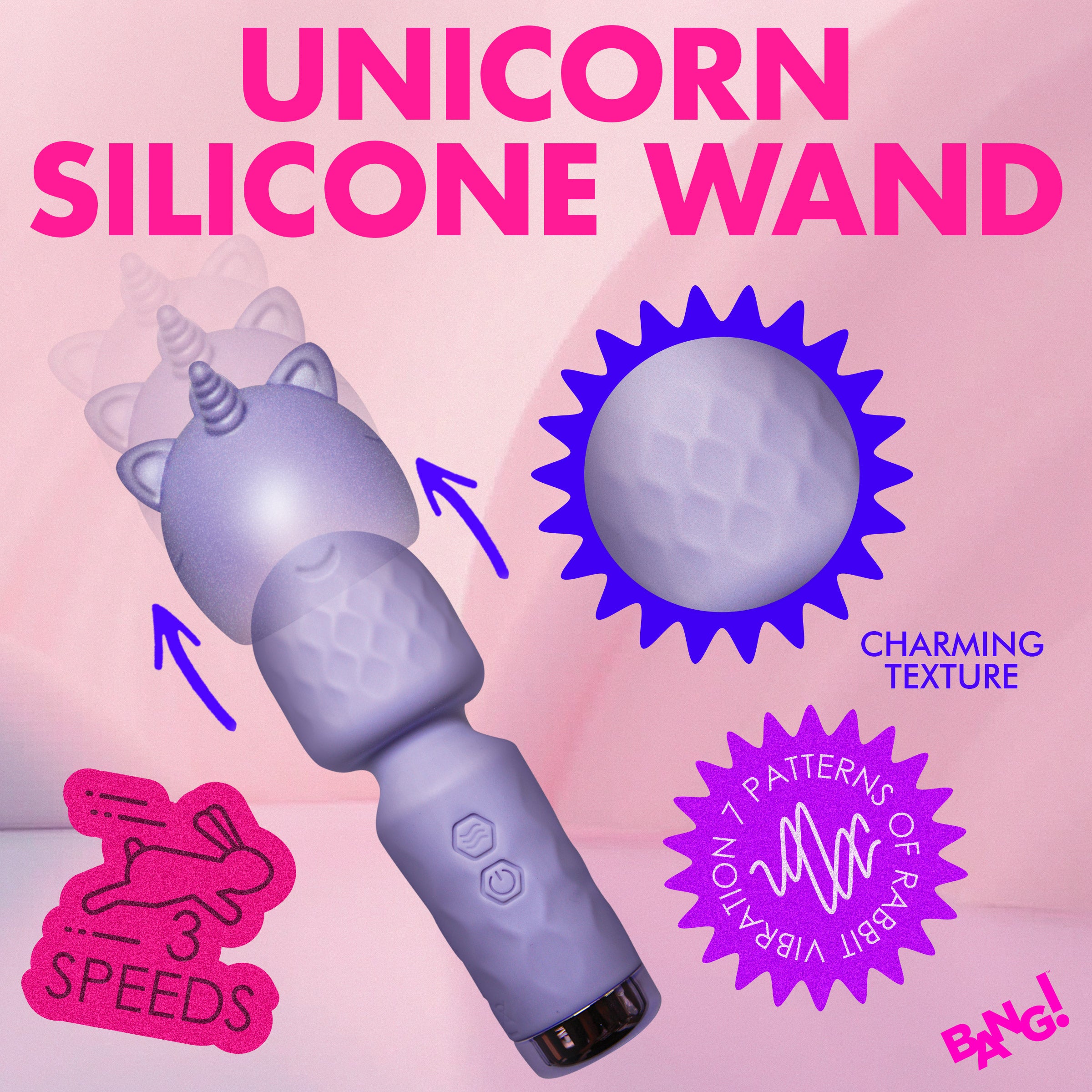 Bang! Unicorn Silicone Wand Purple