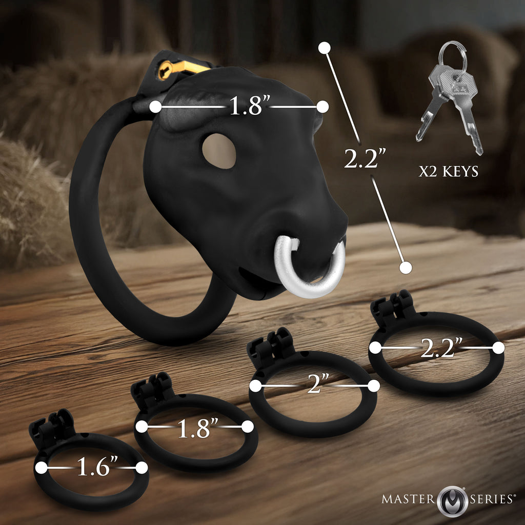 Master Series Bull Chastity Cage - Black Black