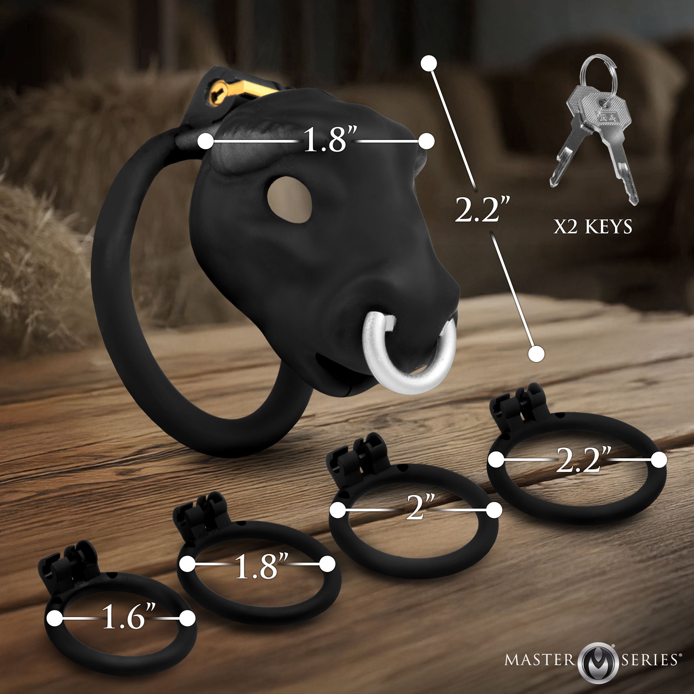 Master Series Bull Chastity Cage - Black Black