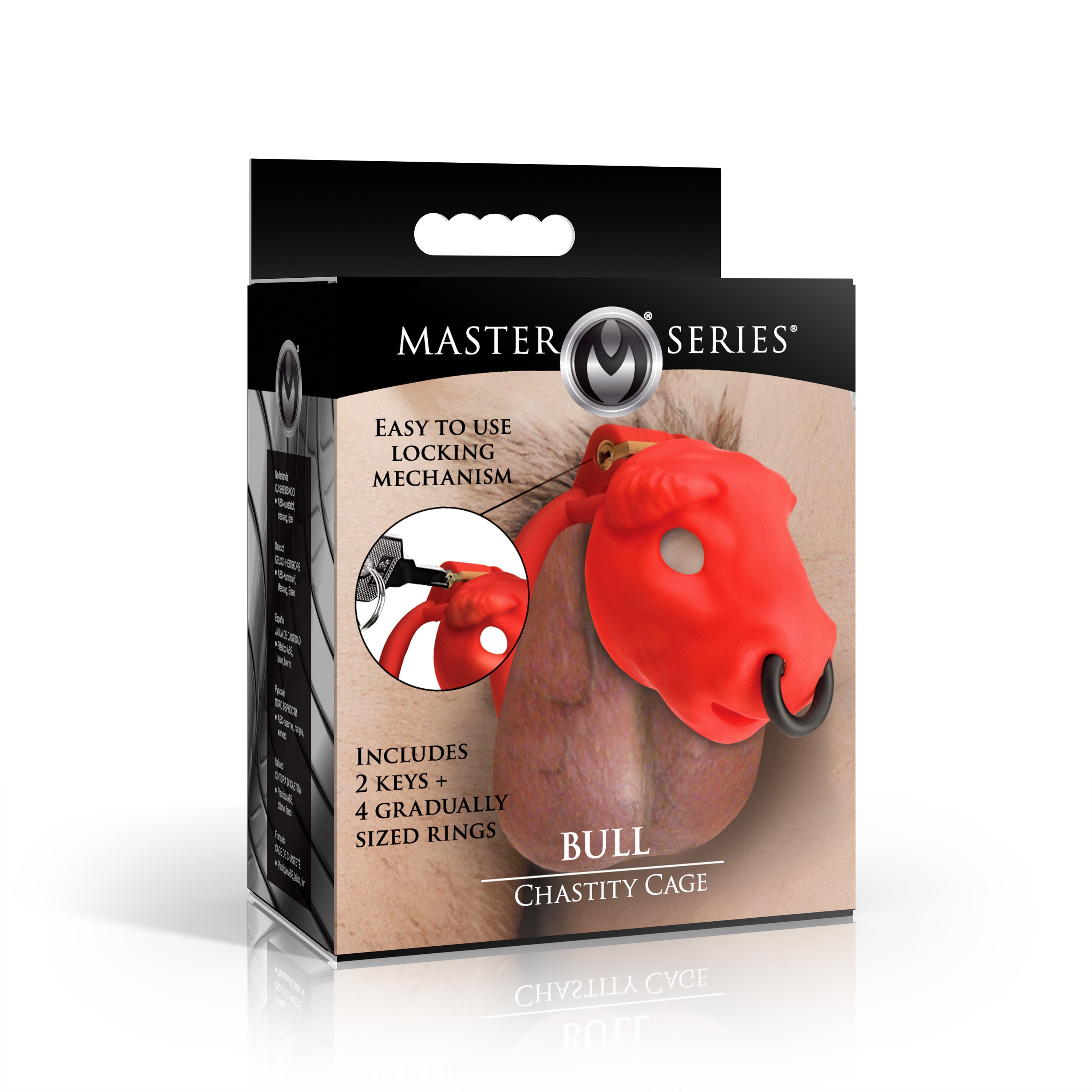 Master Series Bull Chastity Cage - Black Red