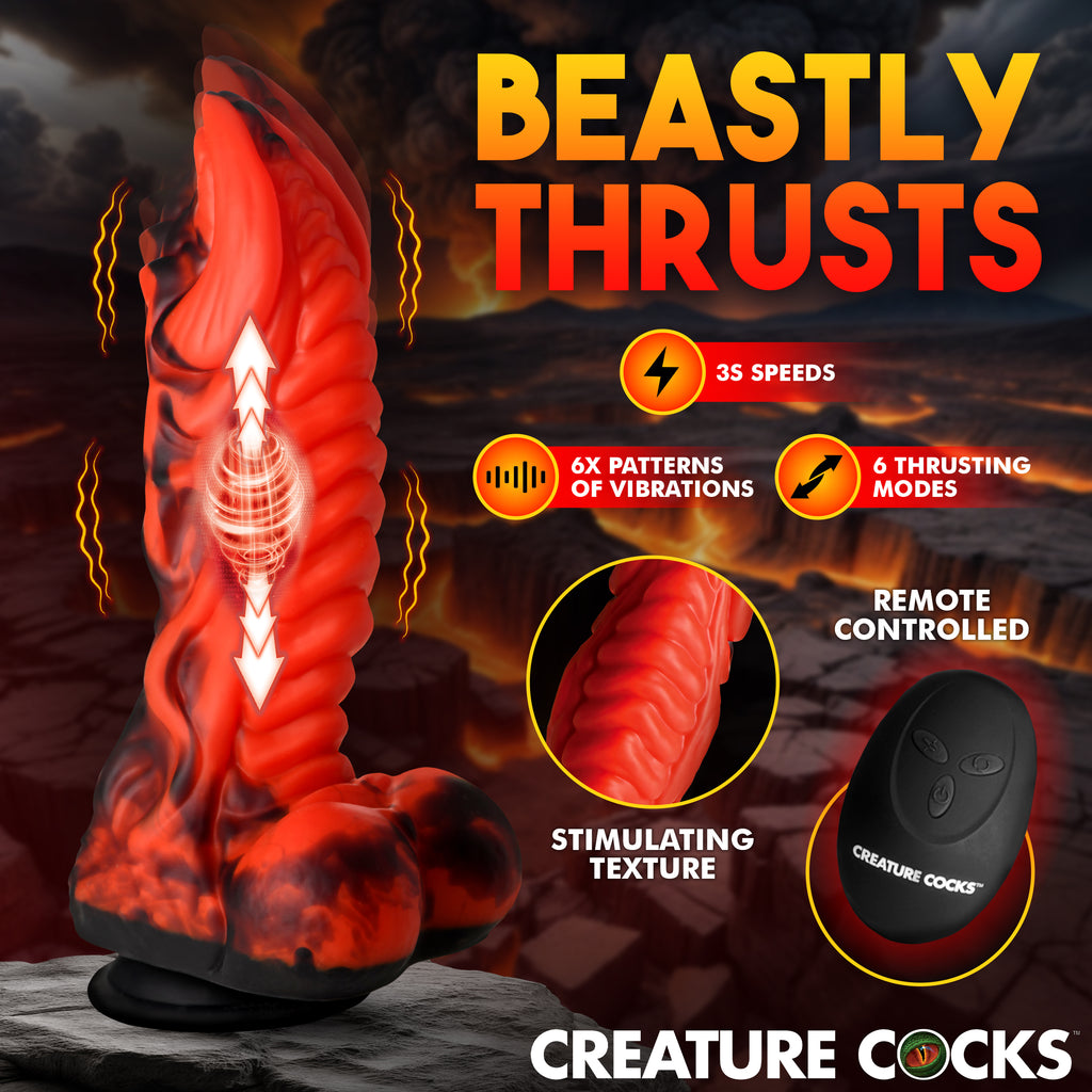 Creature Cocks Dragon Thrust Thrusting & Vibrating Silicone Dildo Red