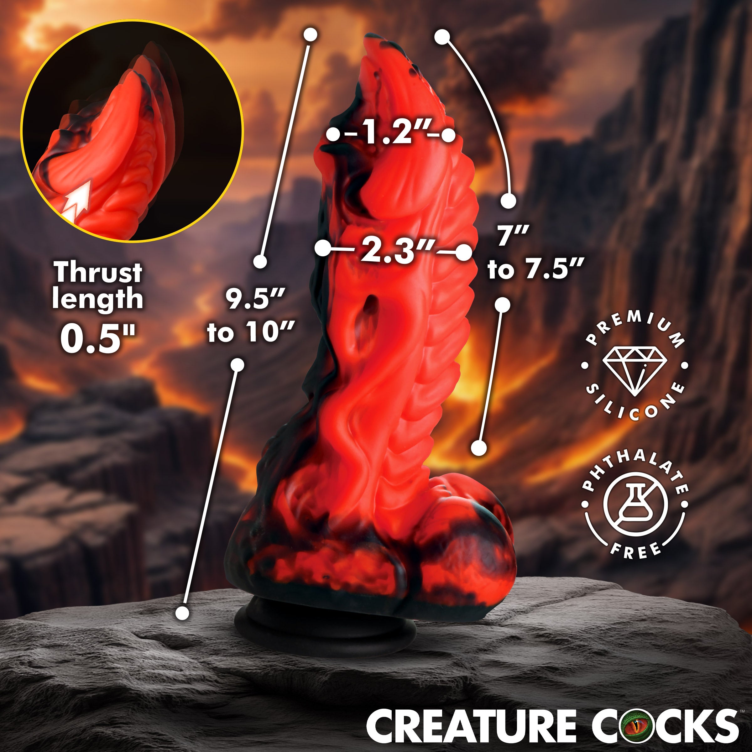 Creature Cocks Dragon Thrust Thrusting & Vibrating Silicone Dildo Red