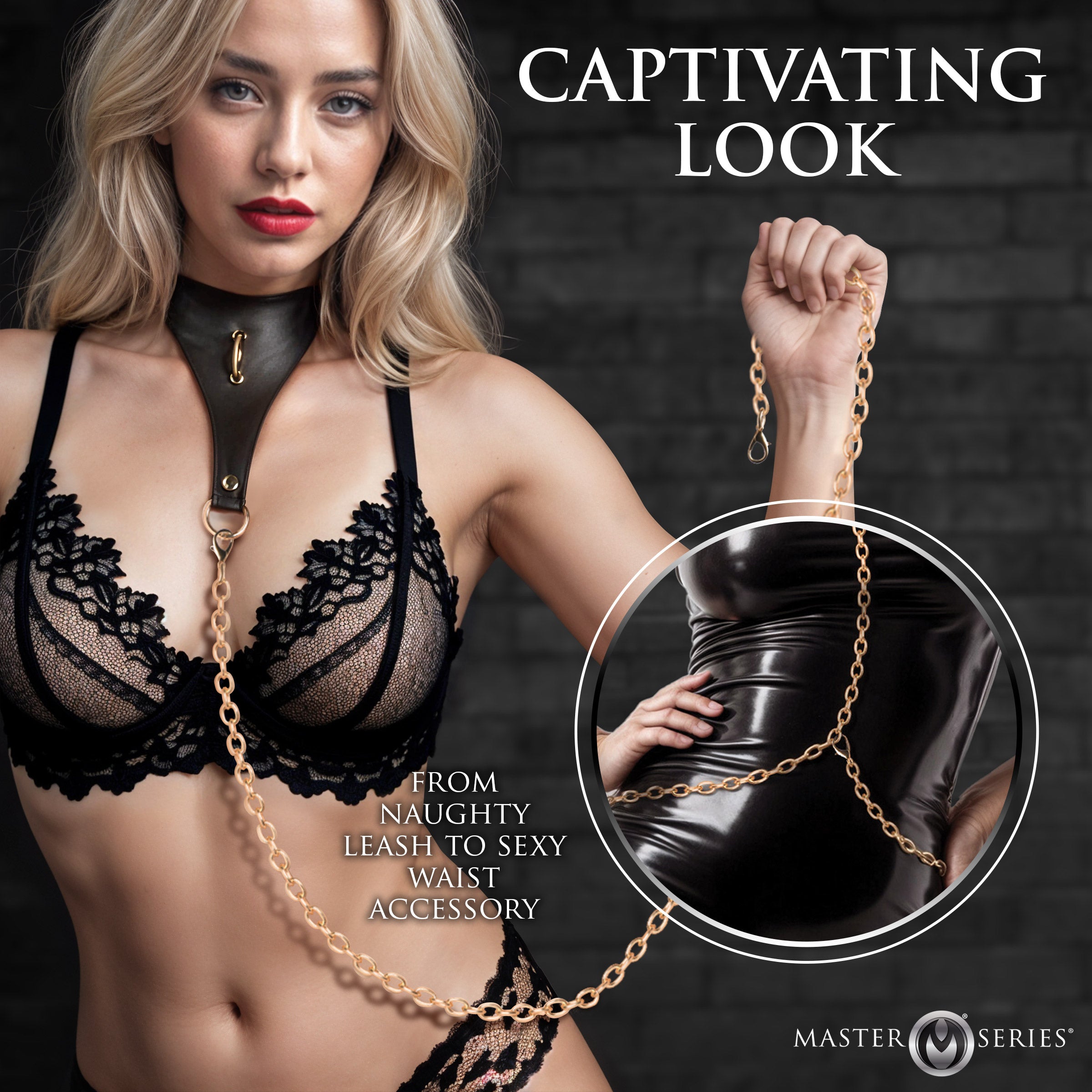 Master Series Captivate Collar with Body Chain - Black Black