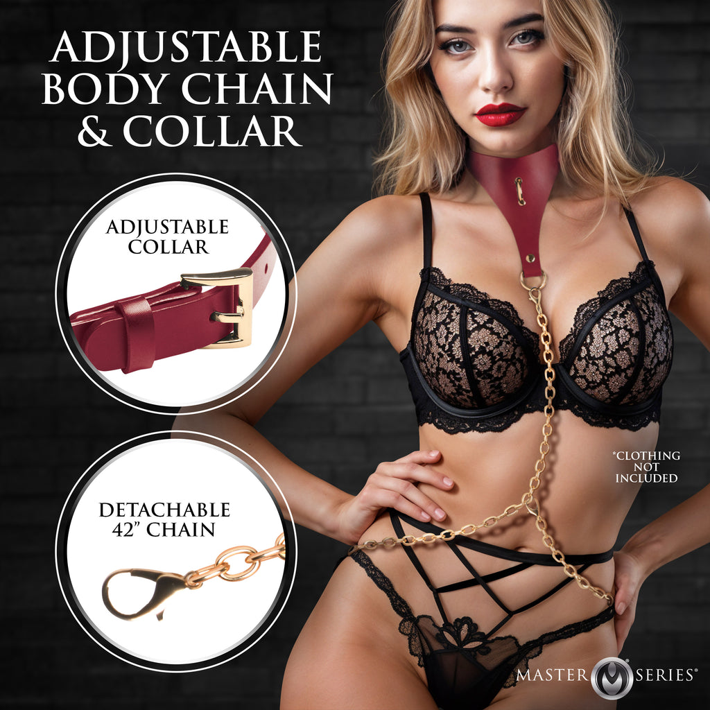 Master Series Captivate Collar with Body Chain - Black Red