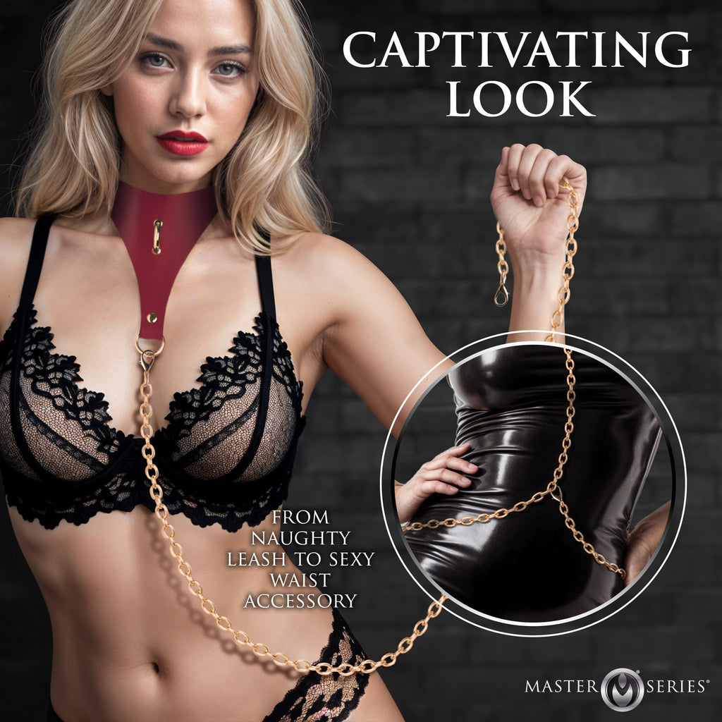 Master Series Captivate Collar with Body Chain - Black Red