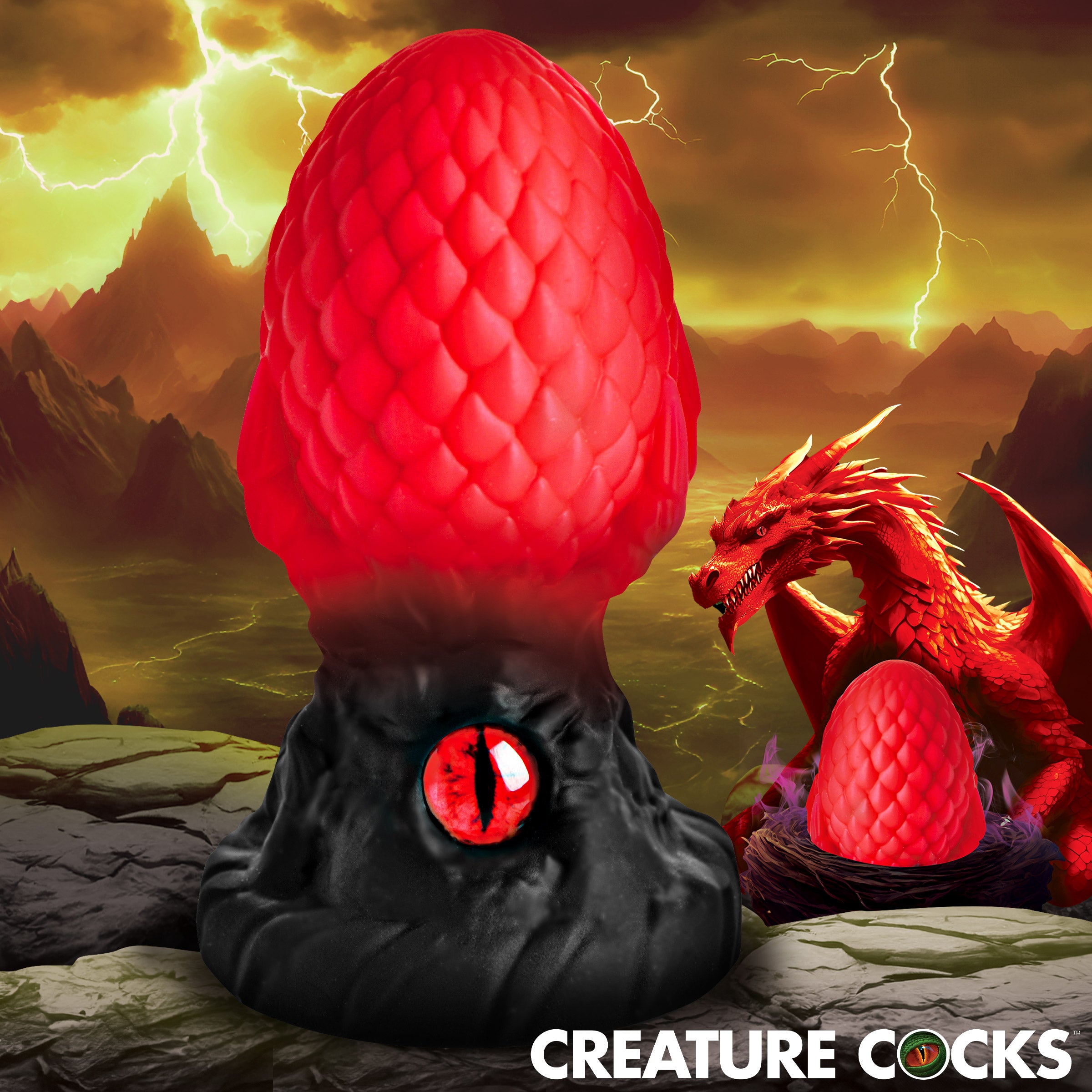 Creature Cocks Eye of the Dragon Silicone Butt Plug - Green Red