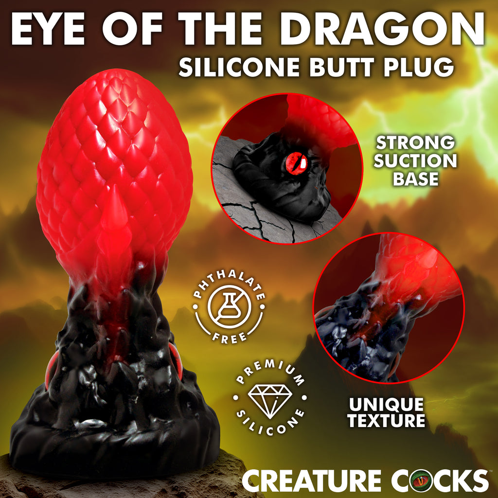 Creature Cocks Eye of the Dragon Silicone Butt Plug - Green Red