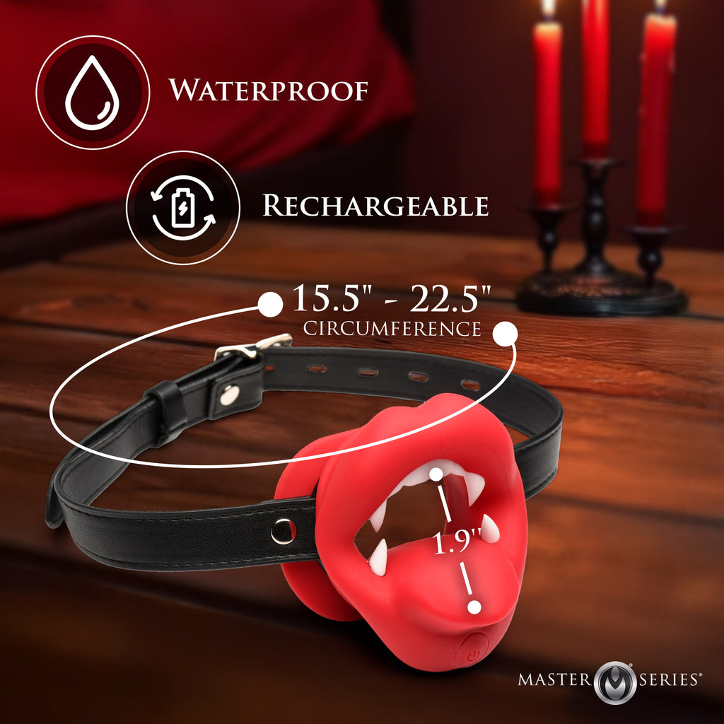 Master Series Vampire Vibrating Mouth Gag Red