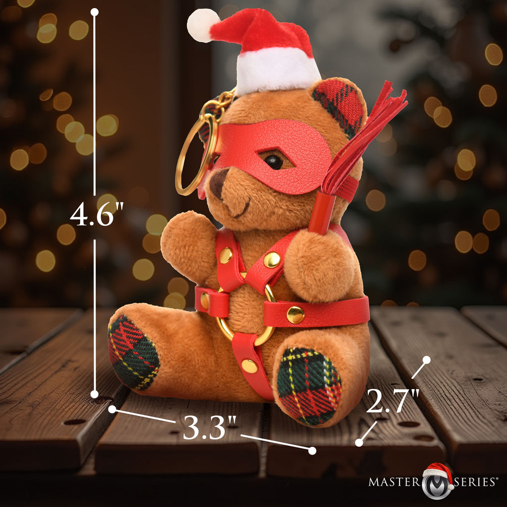 Master Series Holiday Bondage Bear Keychain - Brown Multi