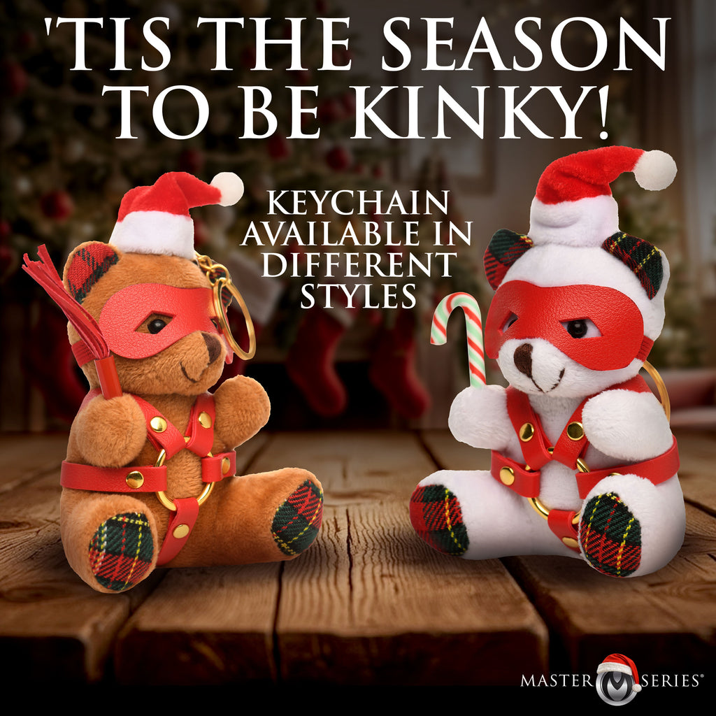 Master Series Holiday Bondage Bear Keychain - Brown Multi