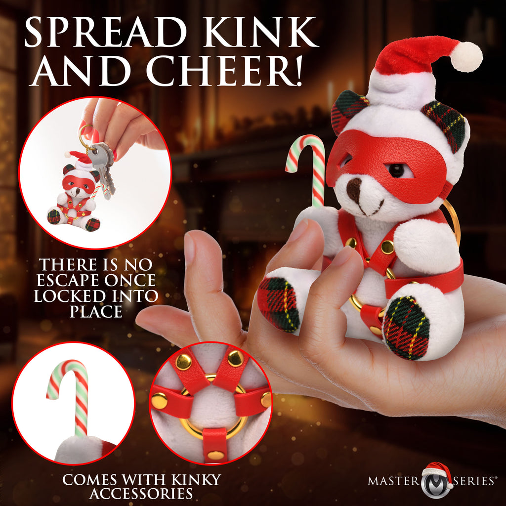 Master Series Holiday Bondage Bear Keychain - White Multi