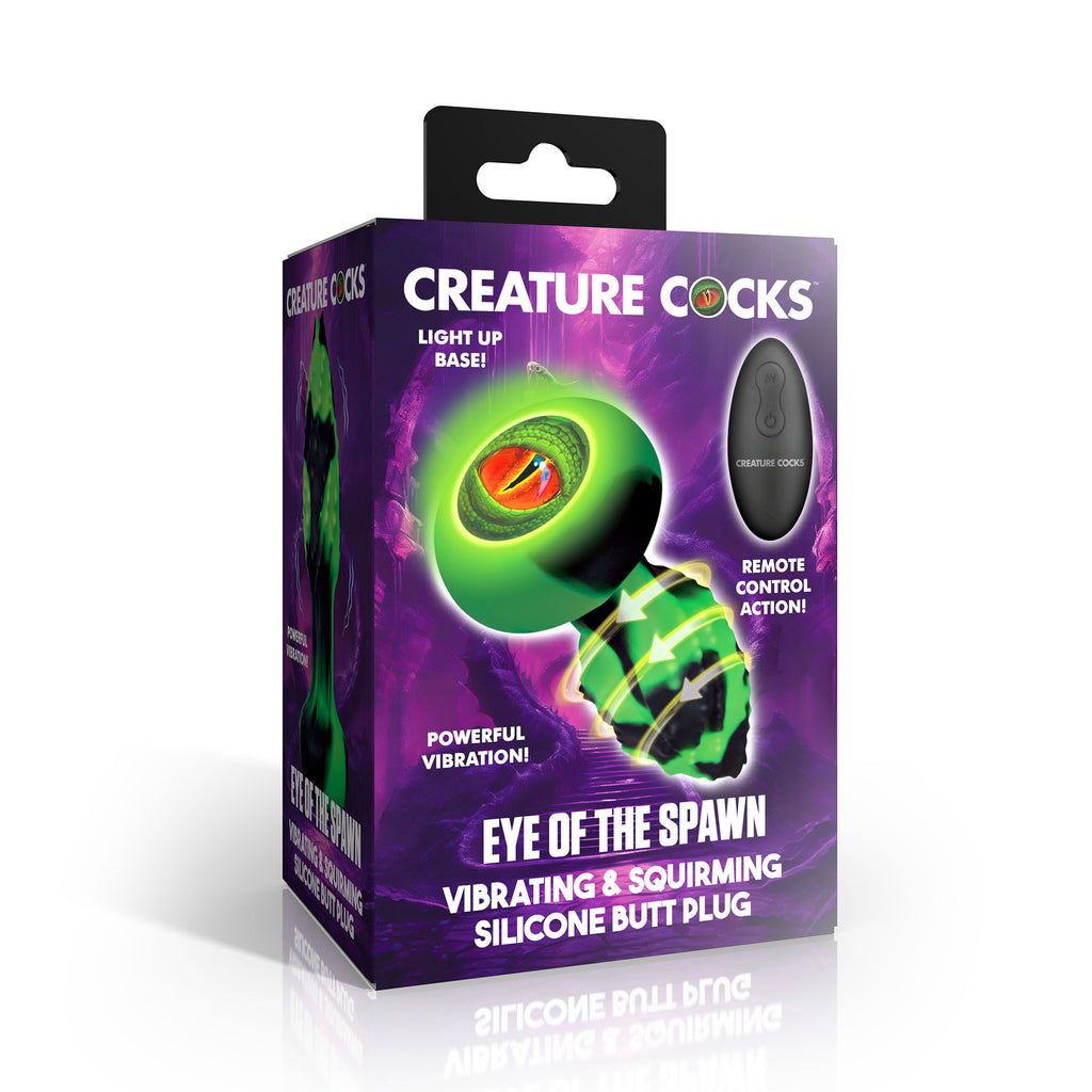 Creature Cocks Eye of the Spawn Vibrating & Squirming Silicone Butt Plug Green