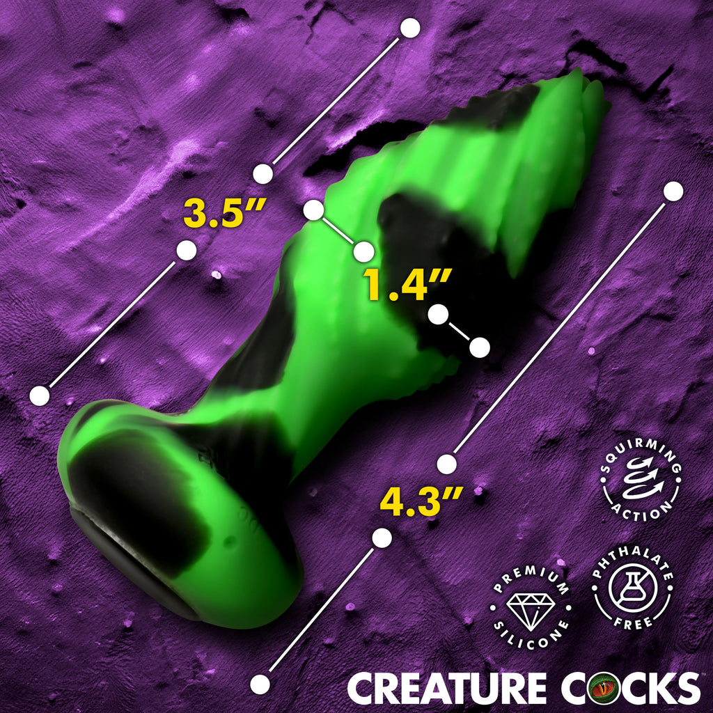 Creature Cocks Eye of the Spawn Vibrating & Squirming Silicone Butt Plug Green