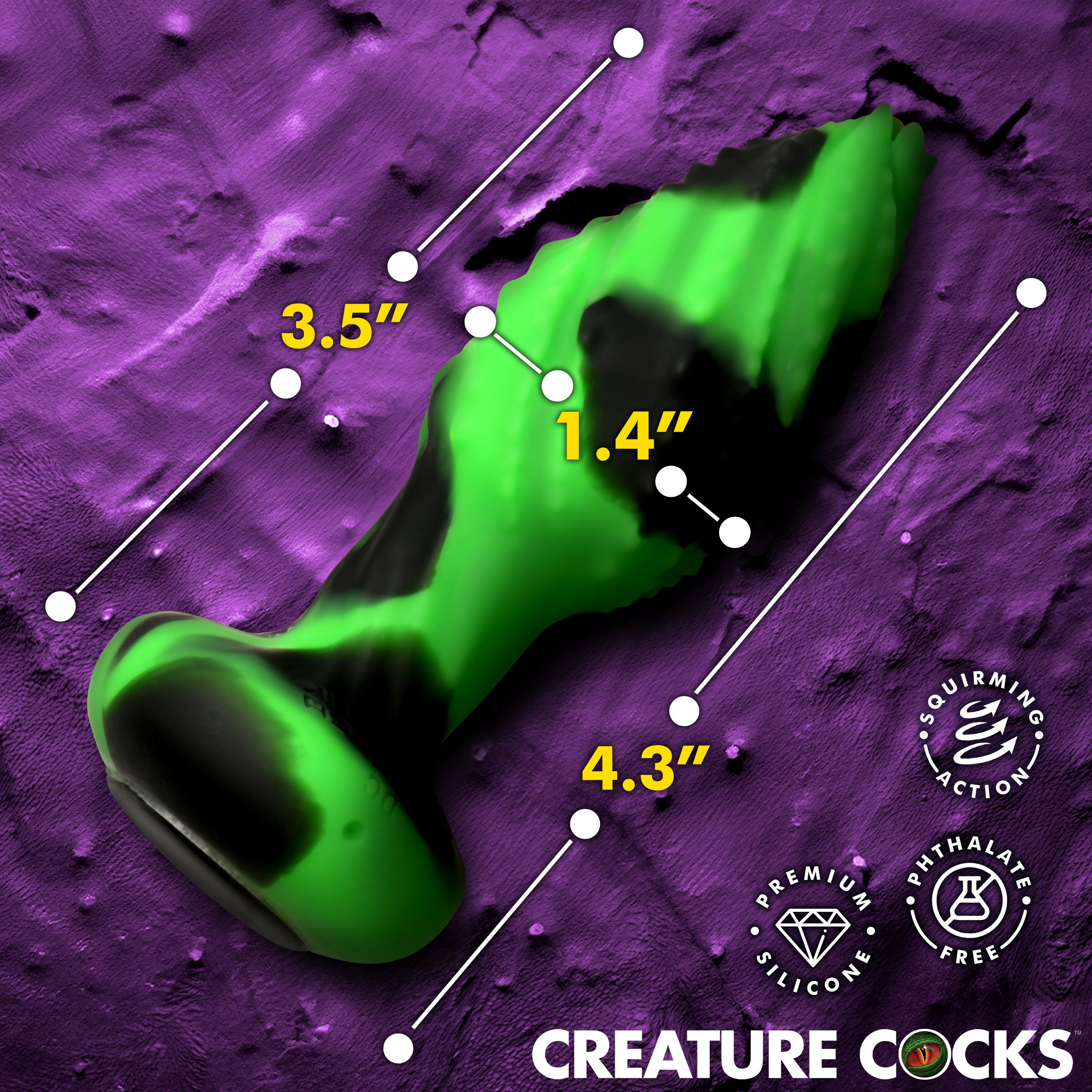 Creature Cocks Eye of the Spawn Vibrating & Squirming Silicone Butt Plug Green