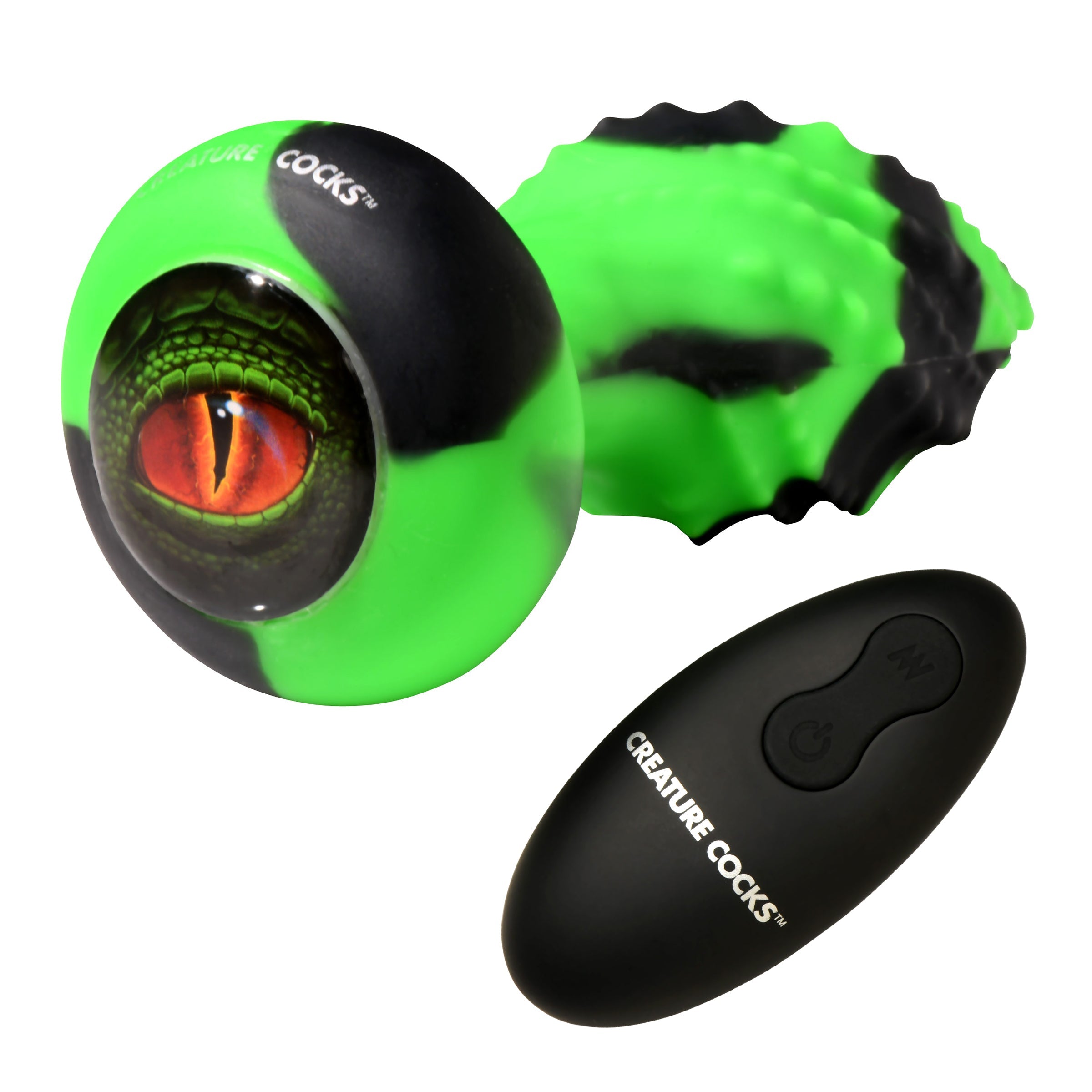 Creature Cocks Eye of the Spawn Vibrating & Squirming Silicone Butt Plug Green