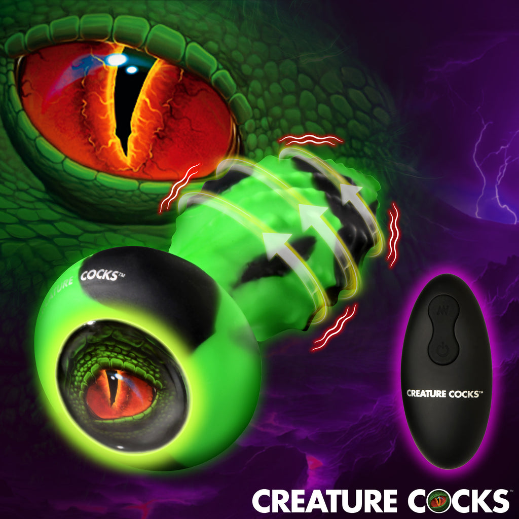 Creature Cocks Eye of the Spawn Vibrating & Squirming Silicone Butt Plug Green