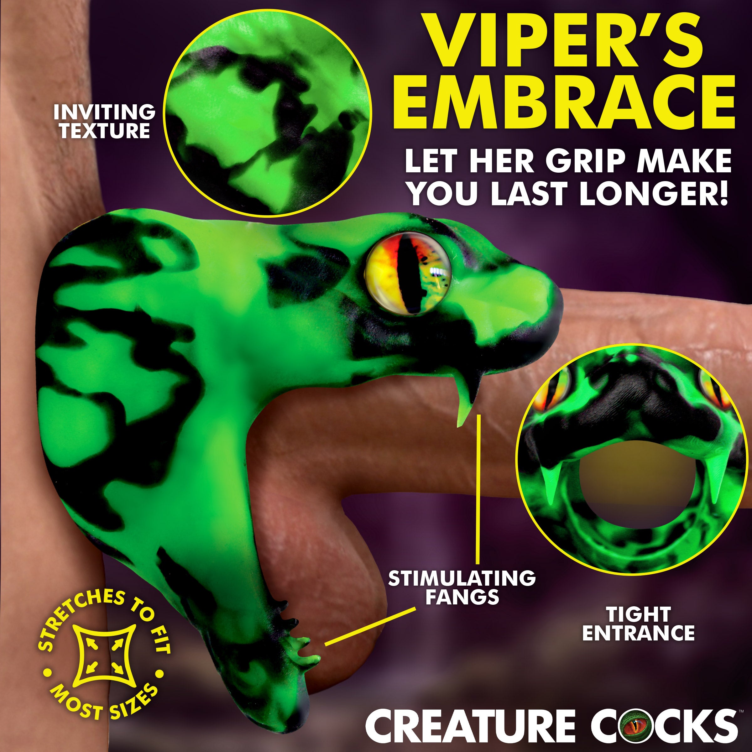 Creature Cocks Master Cobra Silicone Cock Ring - Green Green