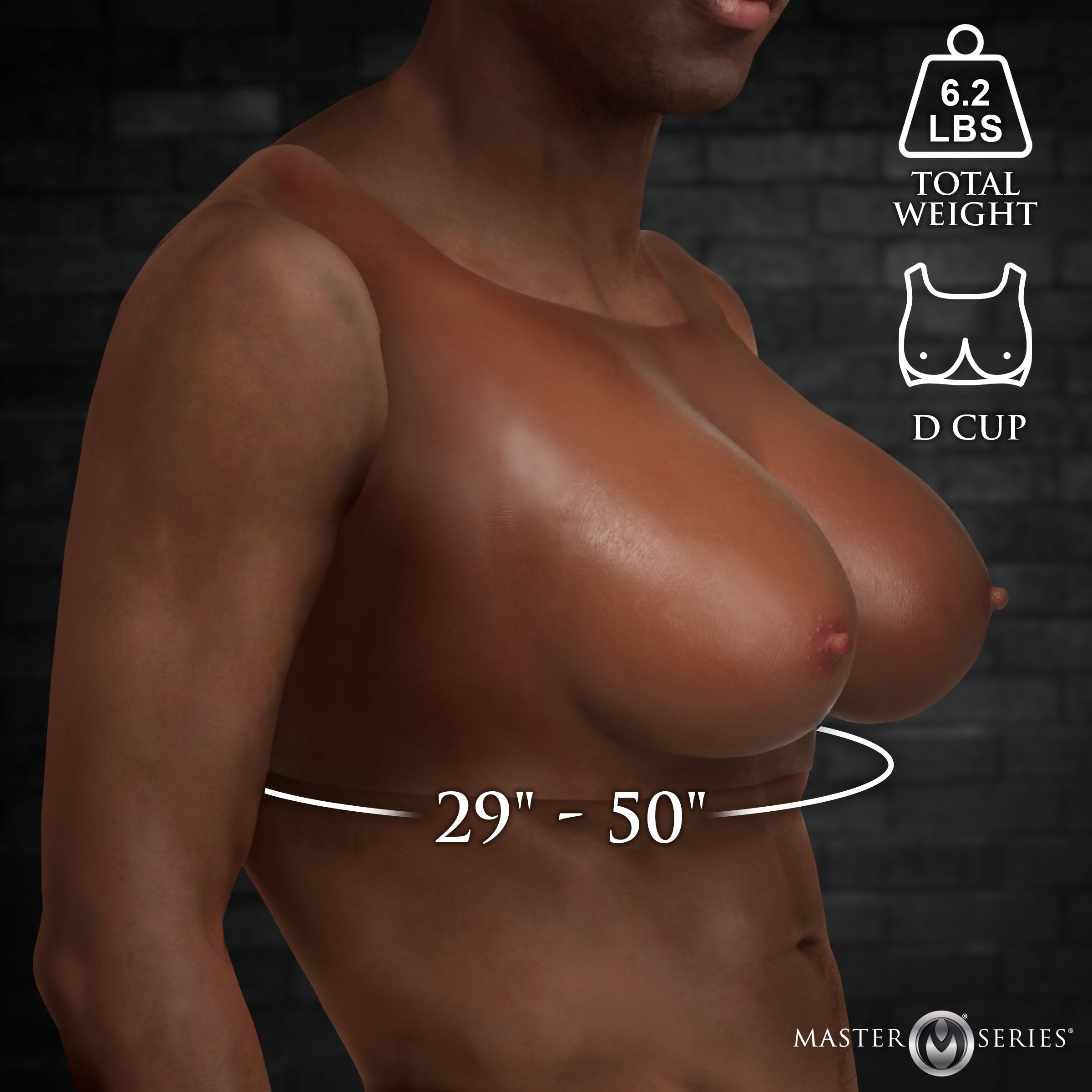 Master Series Perky Pair D-Cup Silicone Breasts - Dark Brown