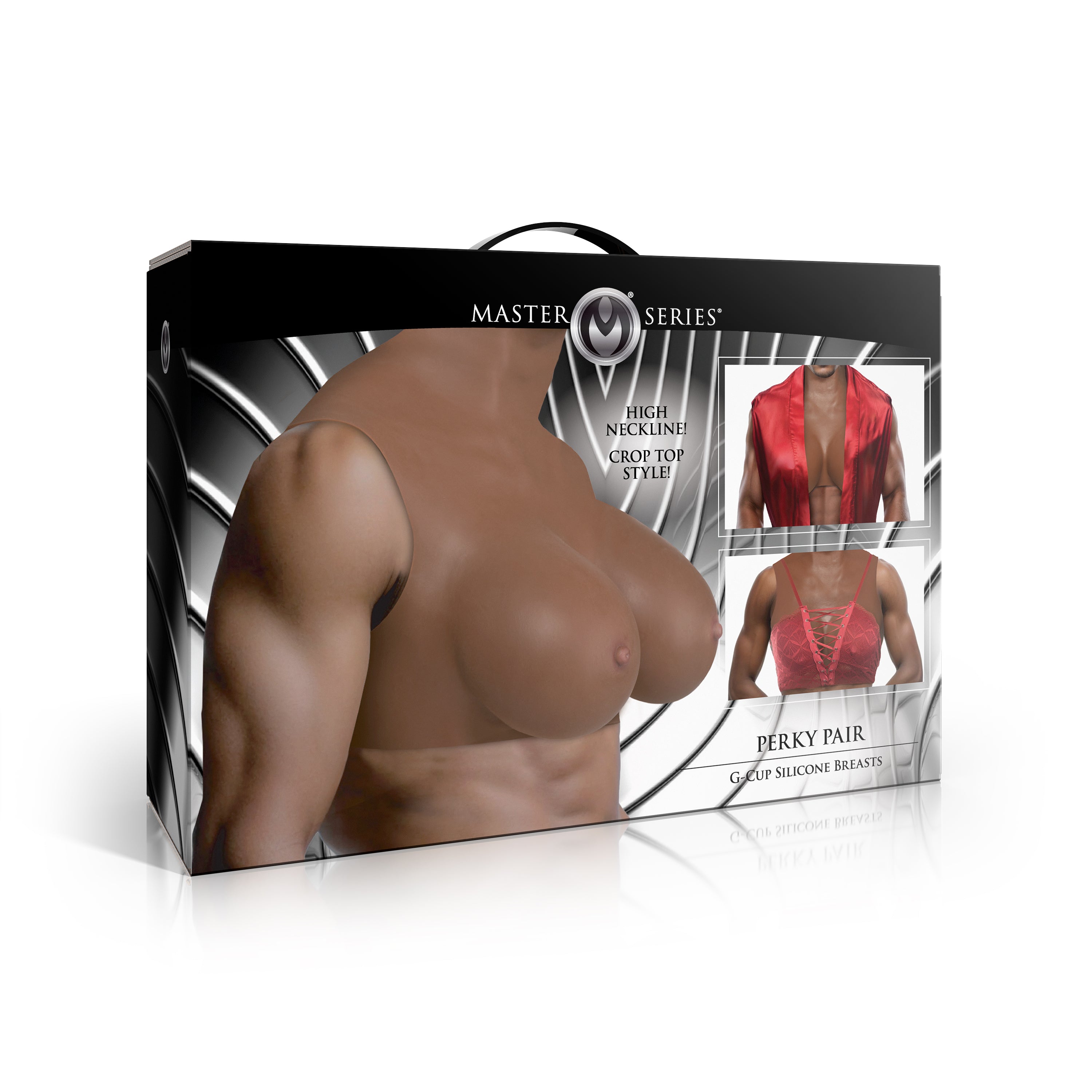 Master Series Perky Pair G-Cup Silicone Breasts - Dark Brown