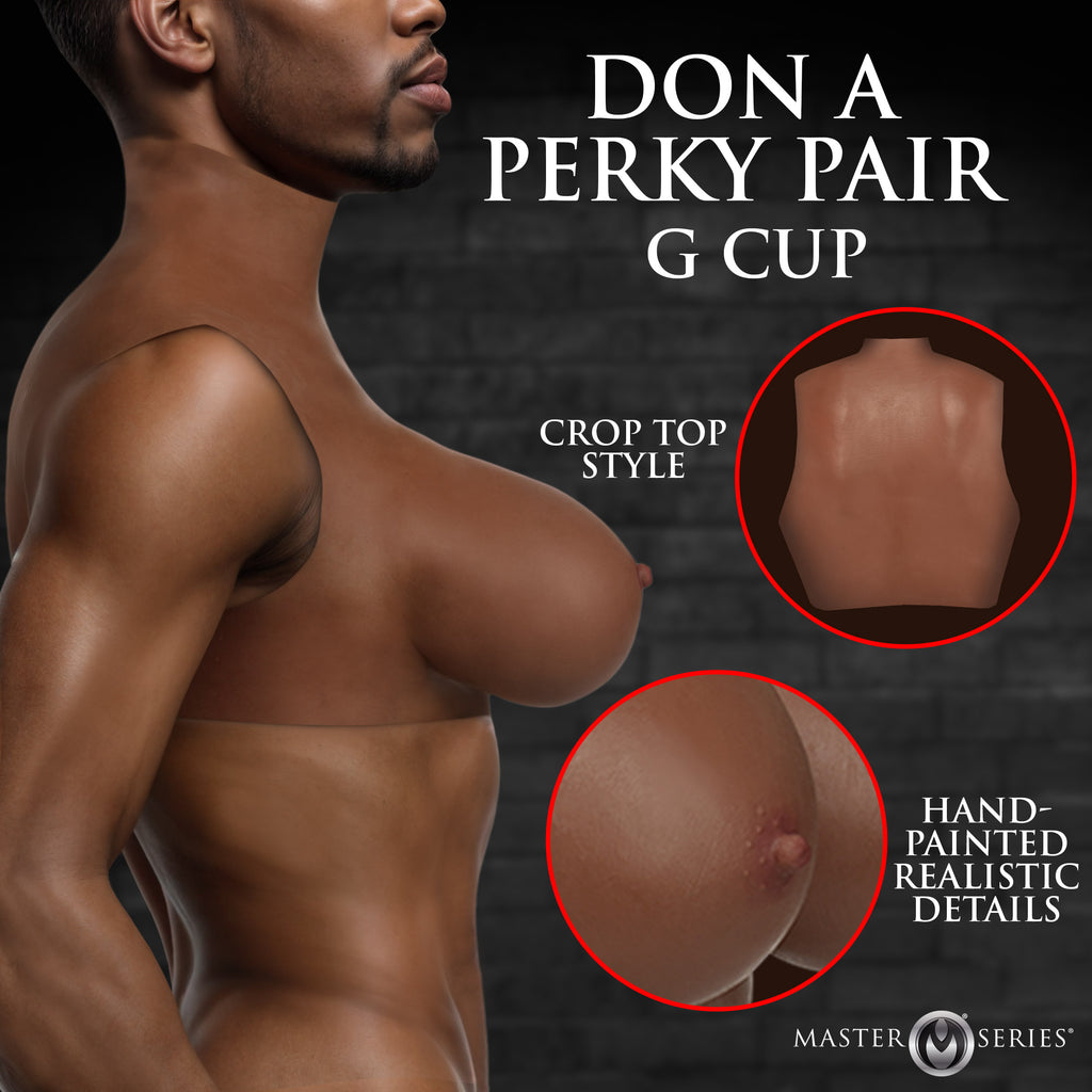 Master Series Perky Pair G-Cup Silicone Breasts - Dark Brown