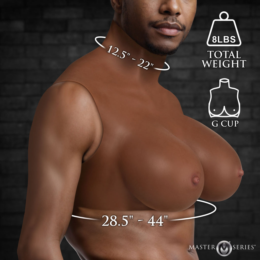 Master Series Perky Pair G-Cup Silicone Breasts - Dark Brown