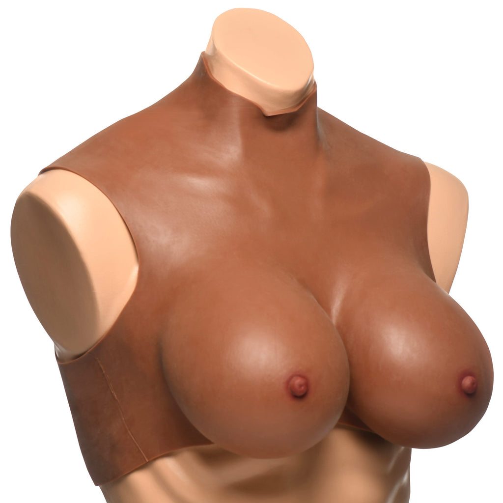 Master Series Perky Pair G-Cup Silicone Breasts - Dark Brown