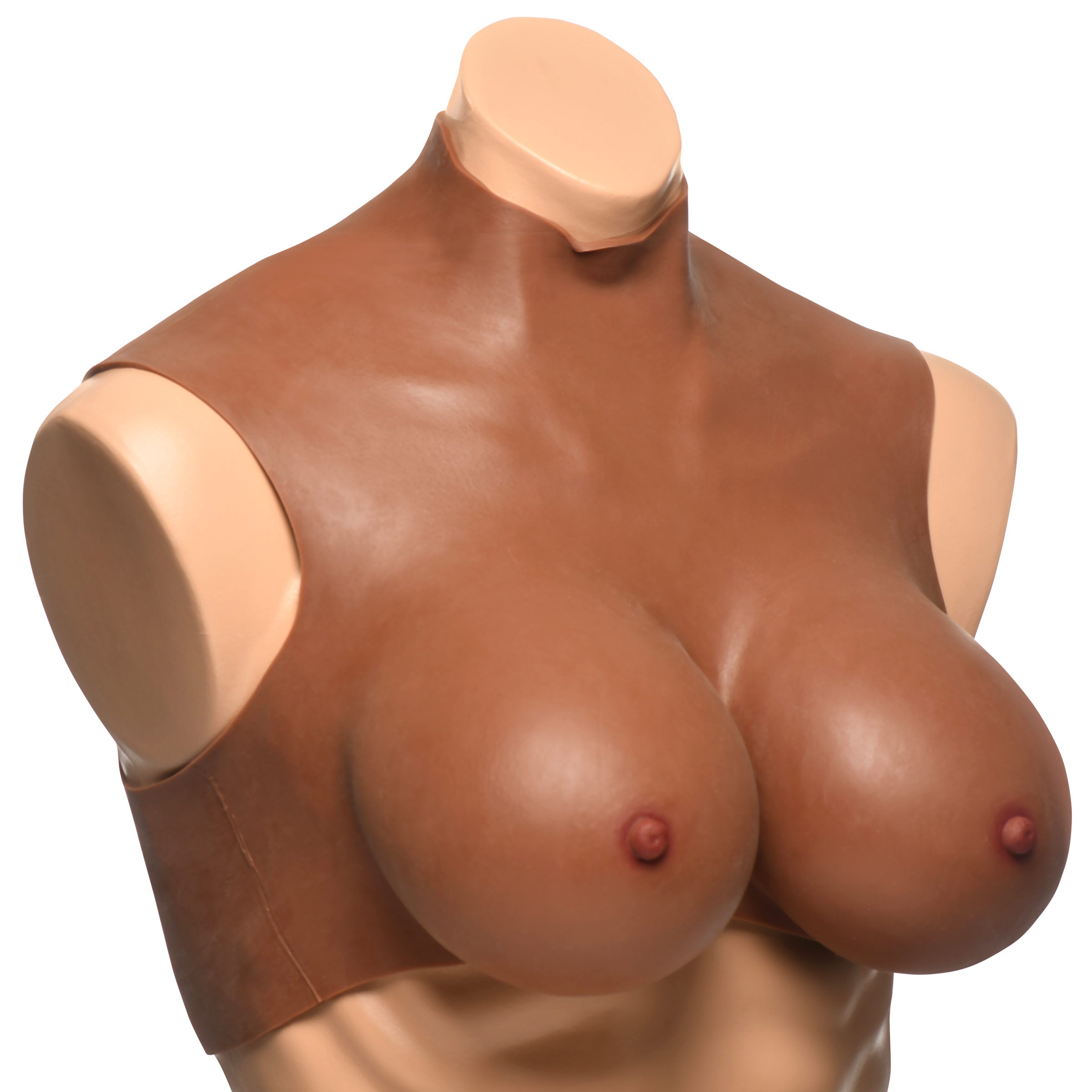 Master Series Perky Pair G-Cup Silicone Breasts - Dark Brown