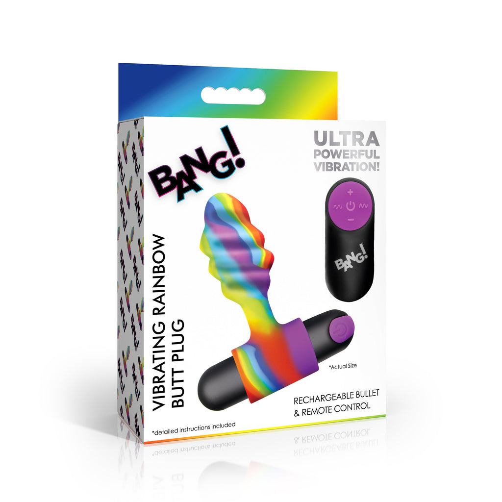 Bang! Vibrating Rainbow Butt Plug Multi