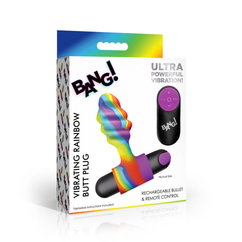 Bang! Vibrating Rainbow Butt Plug Multi