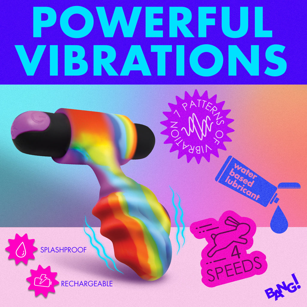 Bang! Vibrating Rainbow Butt Plug Multi