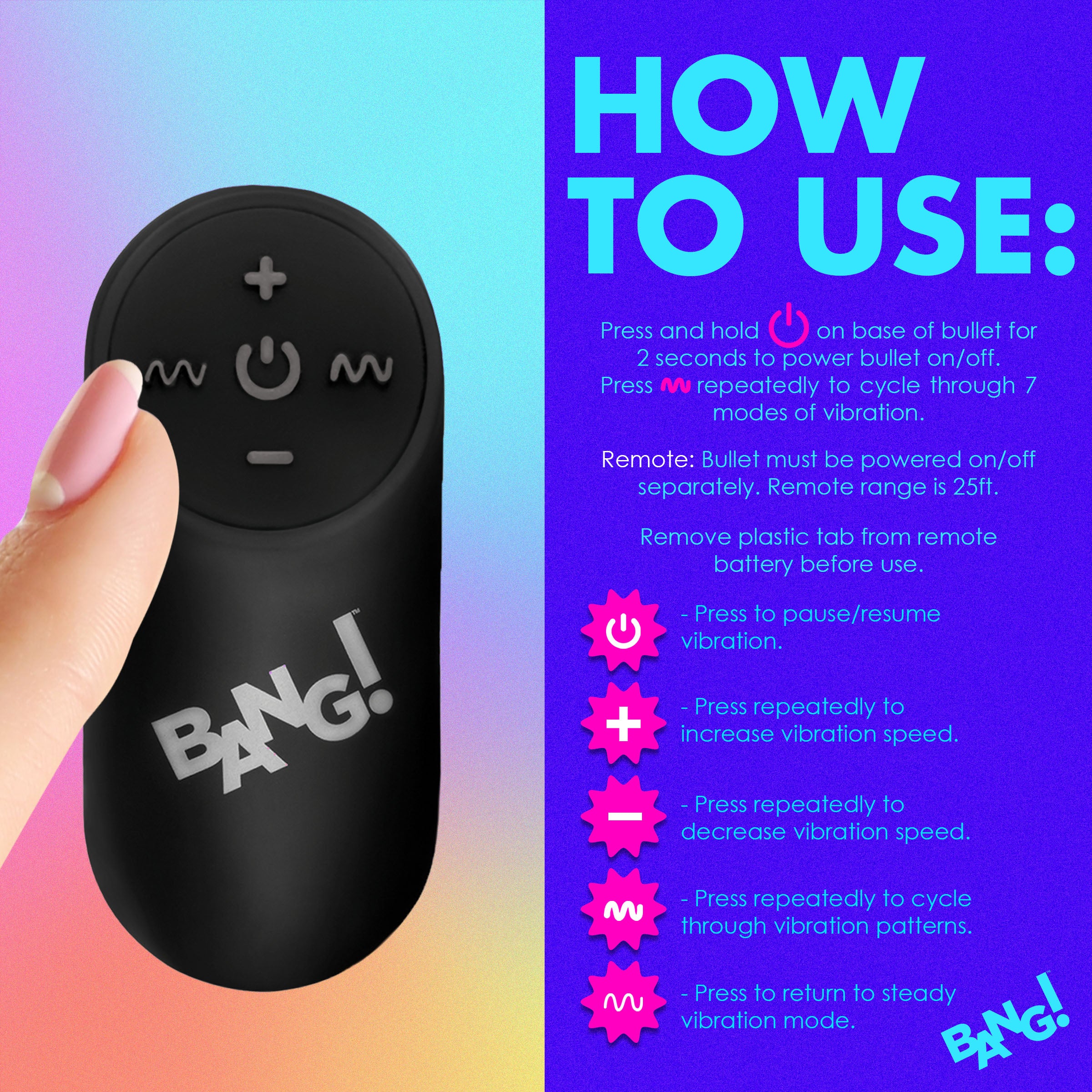 Bang! Vibrating Rainbow Butt Plug Multi
