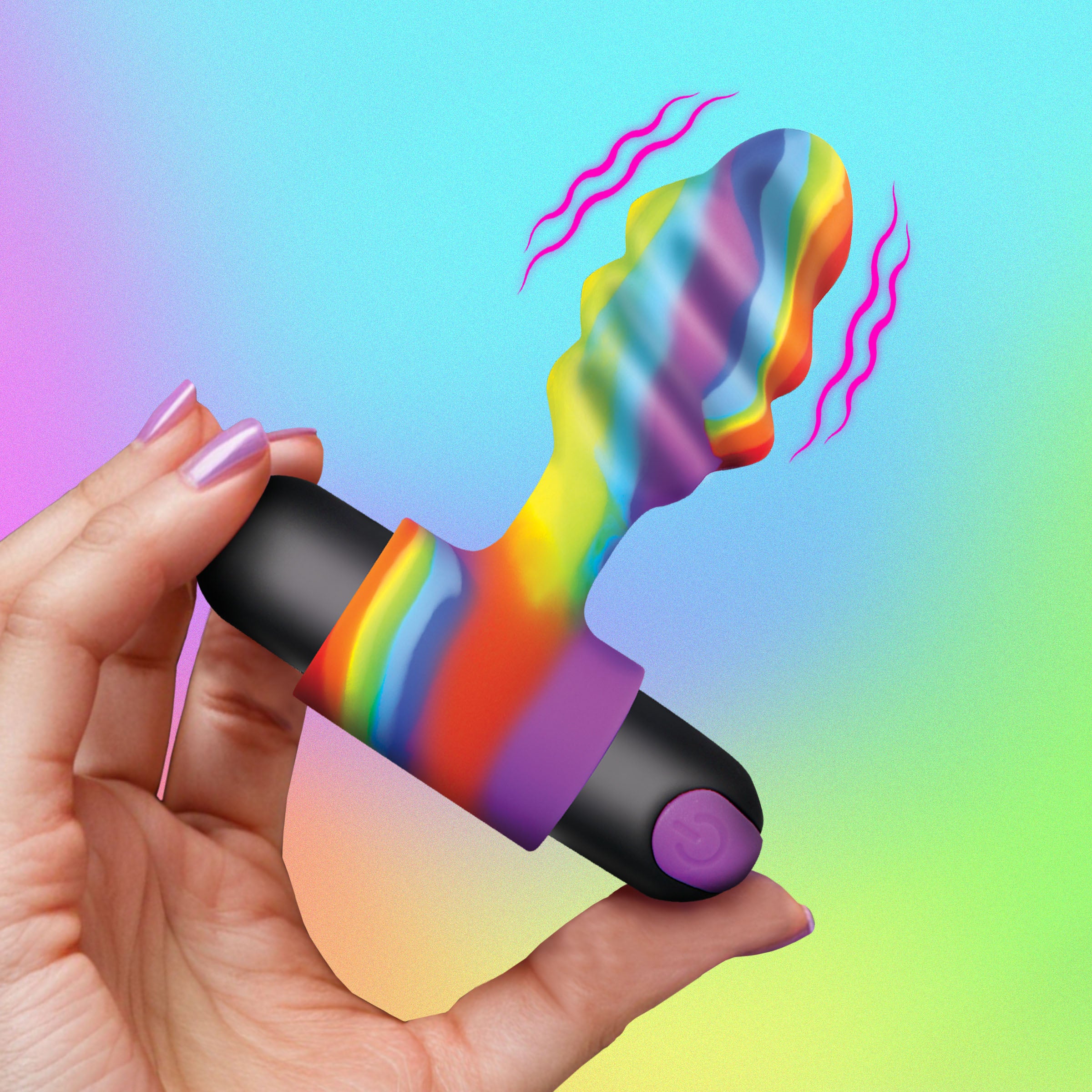 Bang! Vibrating Rainbow Butt Plug Multi