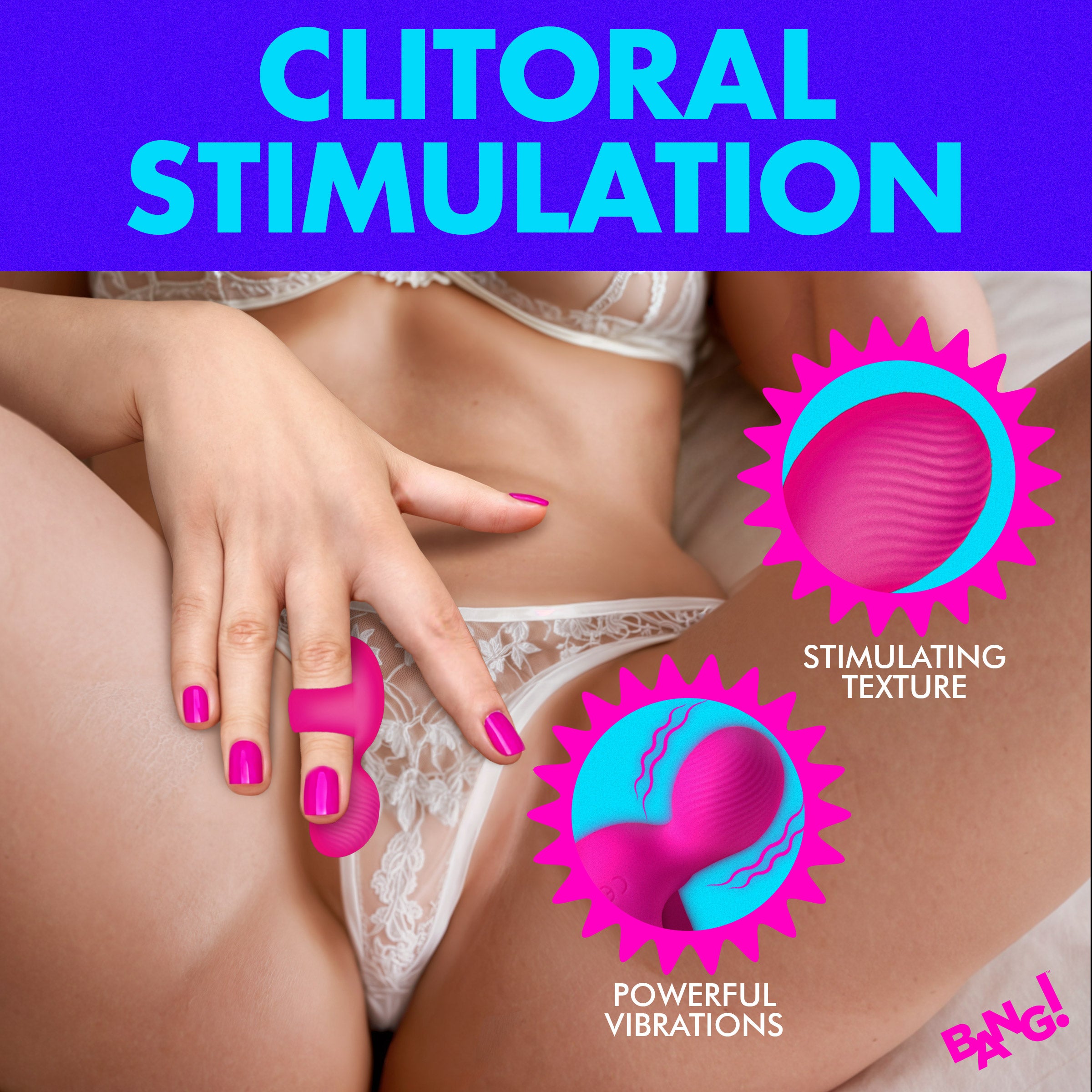 Bang! Silicone Finger Vibrator - Pink Pink