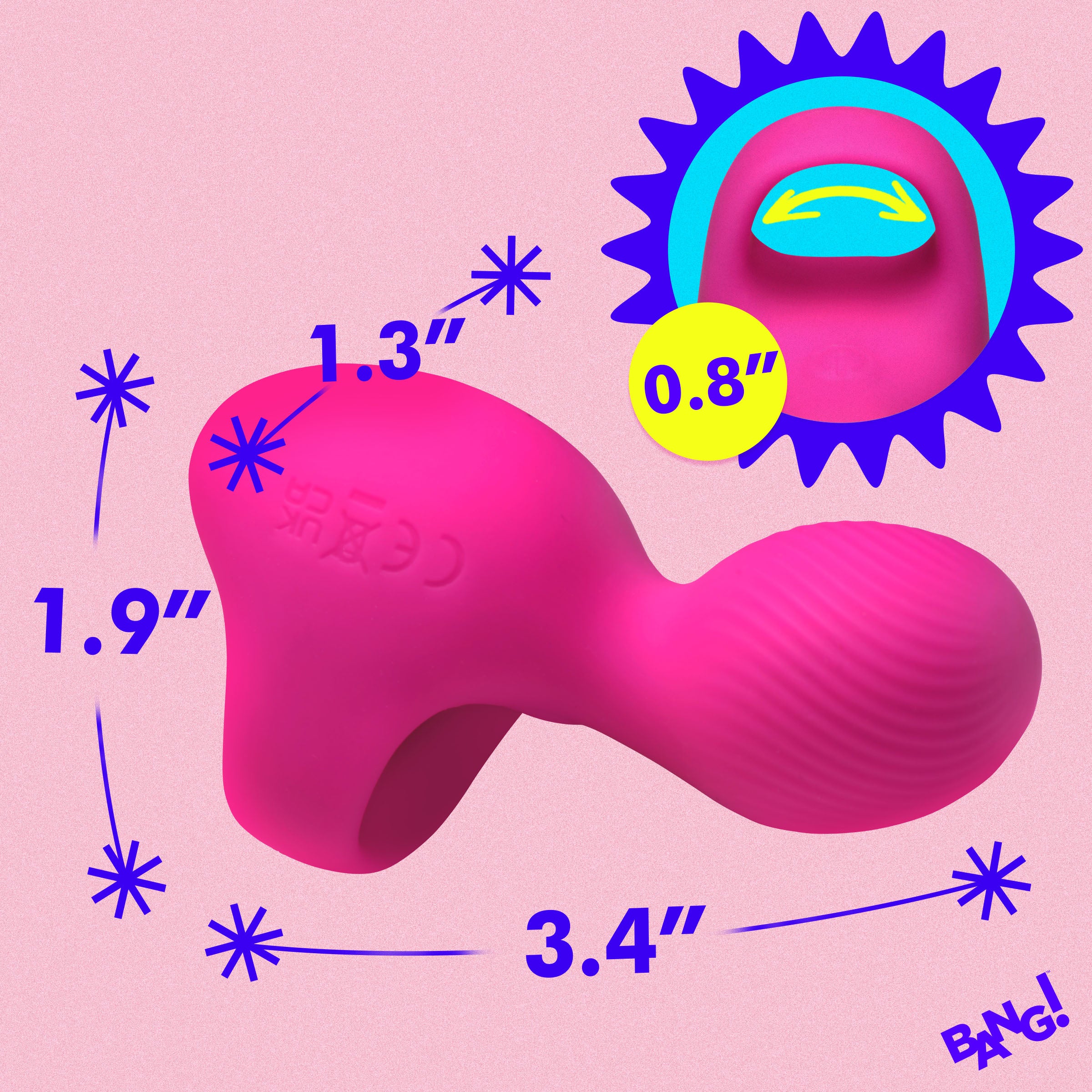 Bang! Silicone Finger Vibrator - Pink Pink