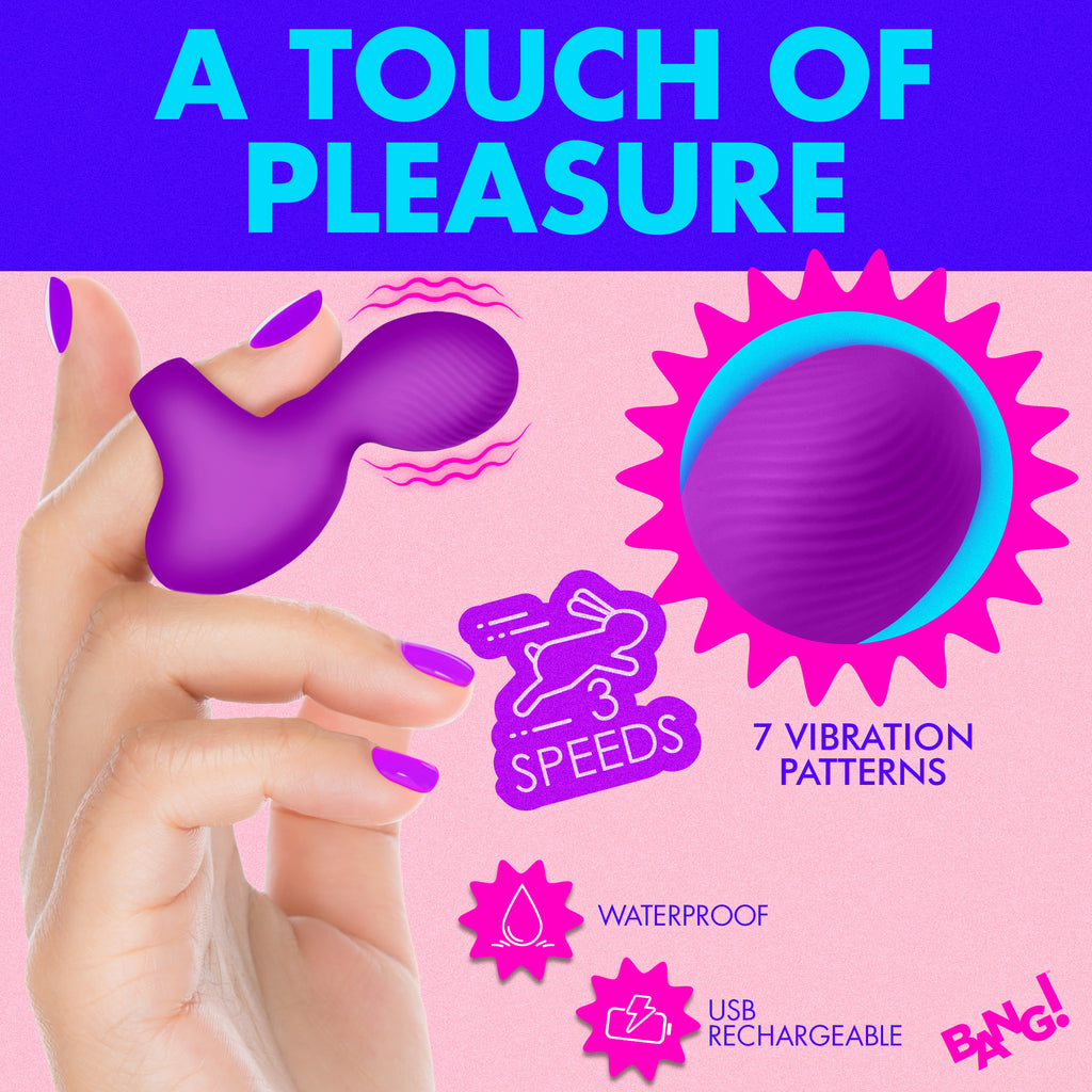 Bang! Silicone Finger Vibrator - Pink Purple