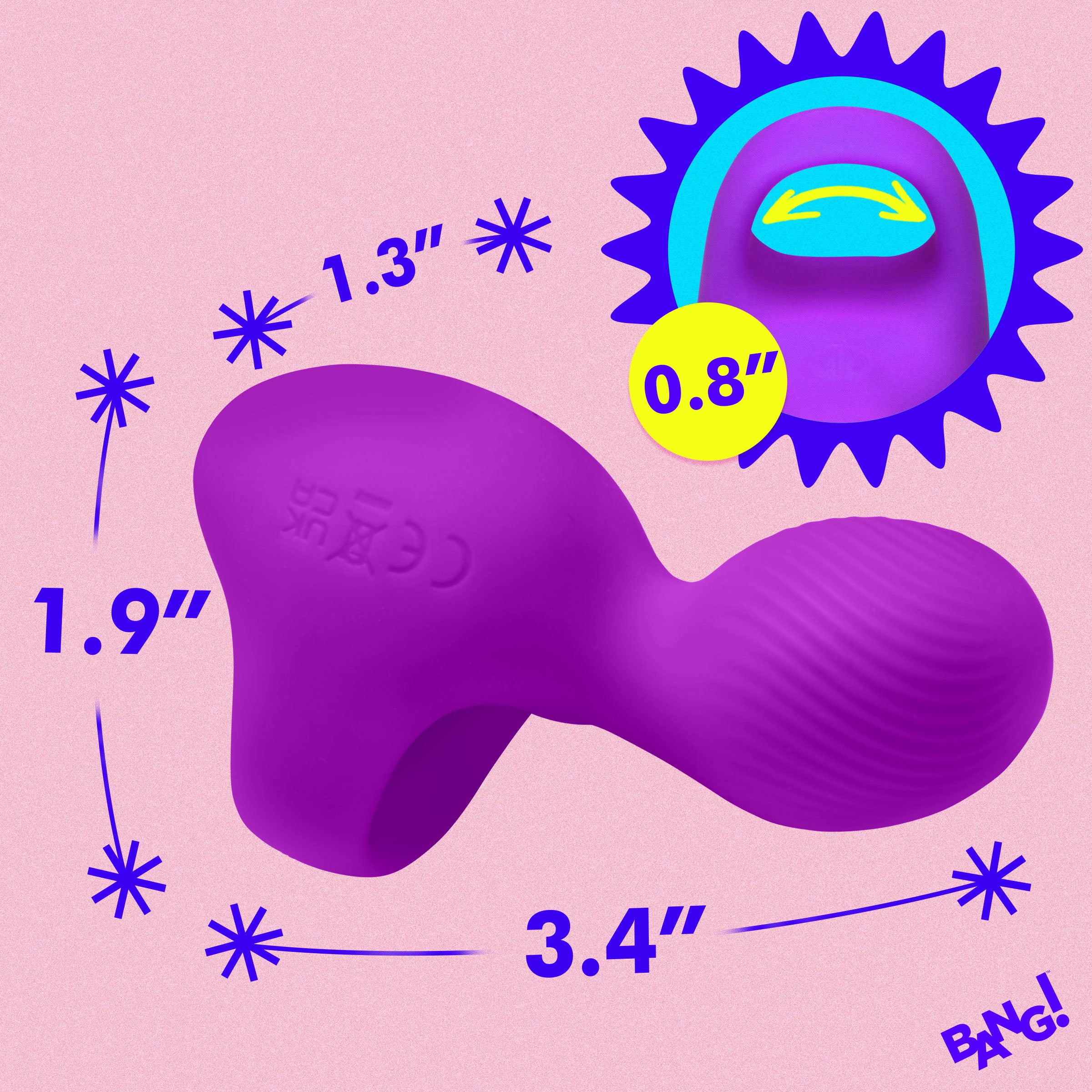 Bang! Silicone Finger Vibrator - Pink Purple